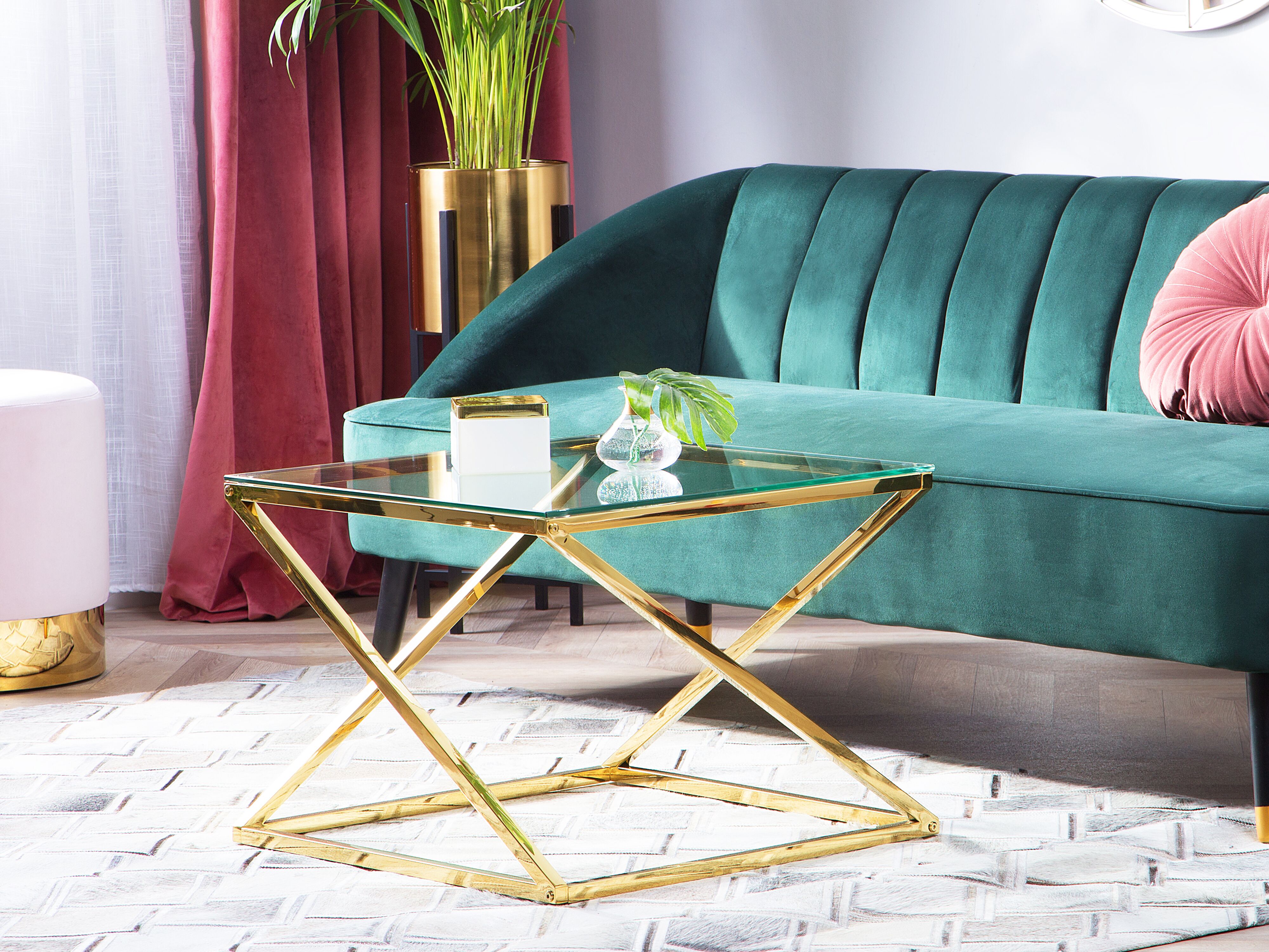 Coffee Table BEVERLY Glass Gold