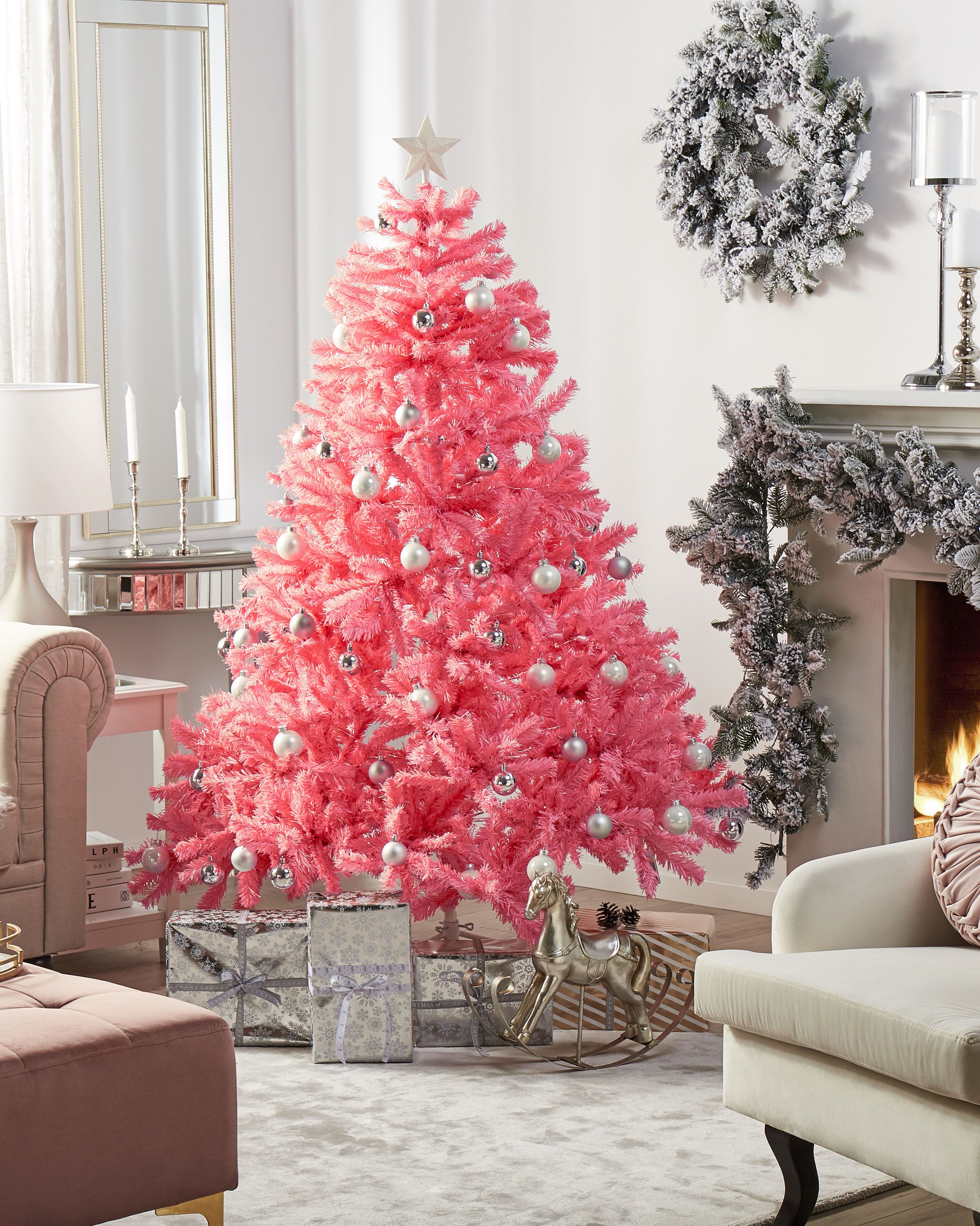 Artificial Christmas Tree FARNHAM 180 cm Pink