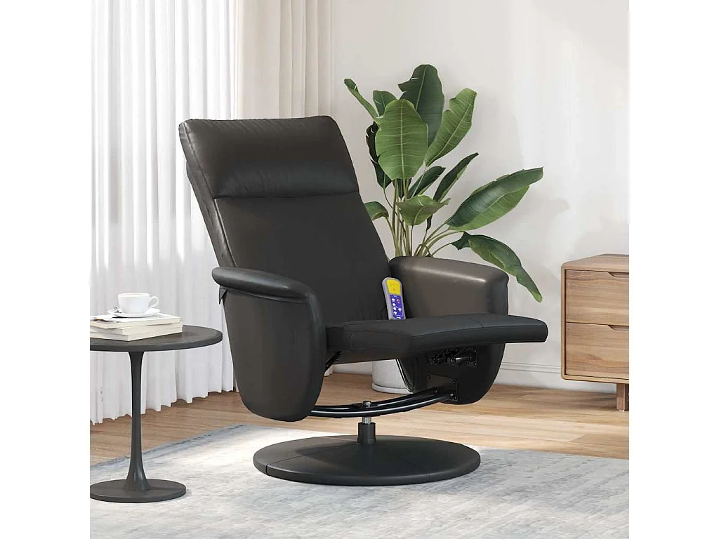 Fauteuil inclinable-Fauteuil de massage repose-pieds noir similicuir SHL1218