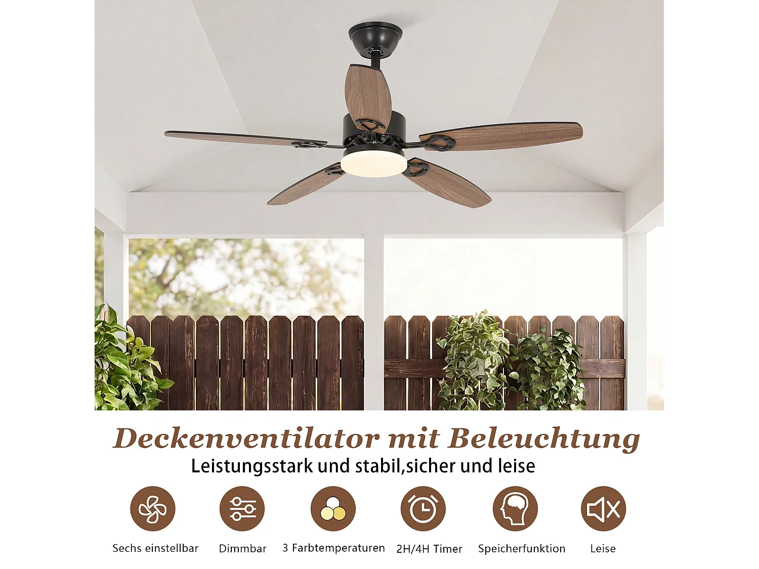 ZMH Ventilateur de plafond avec lumière silencieux avec lumière pales double face intensité variable avec télécommande pour salon et chambre
