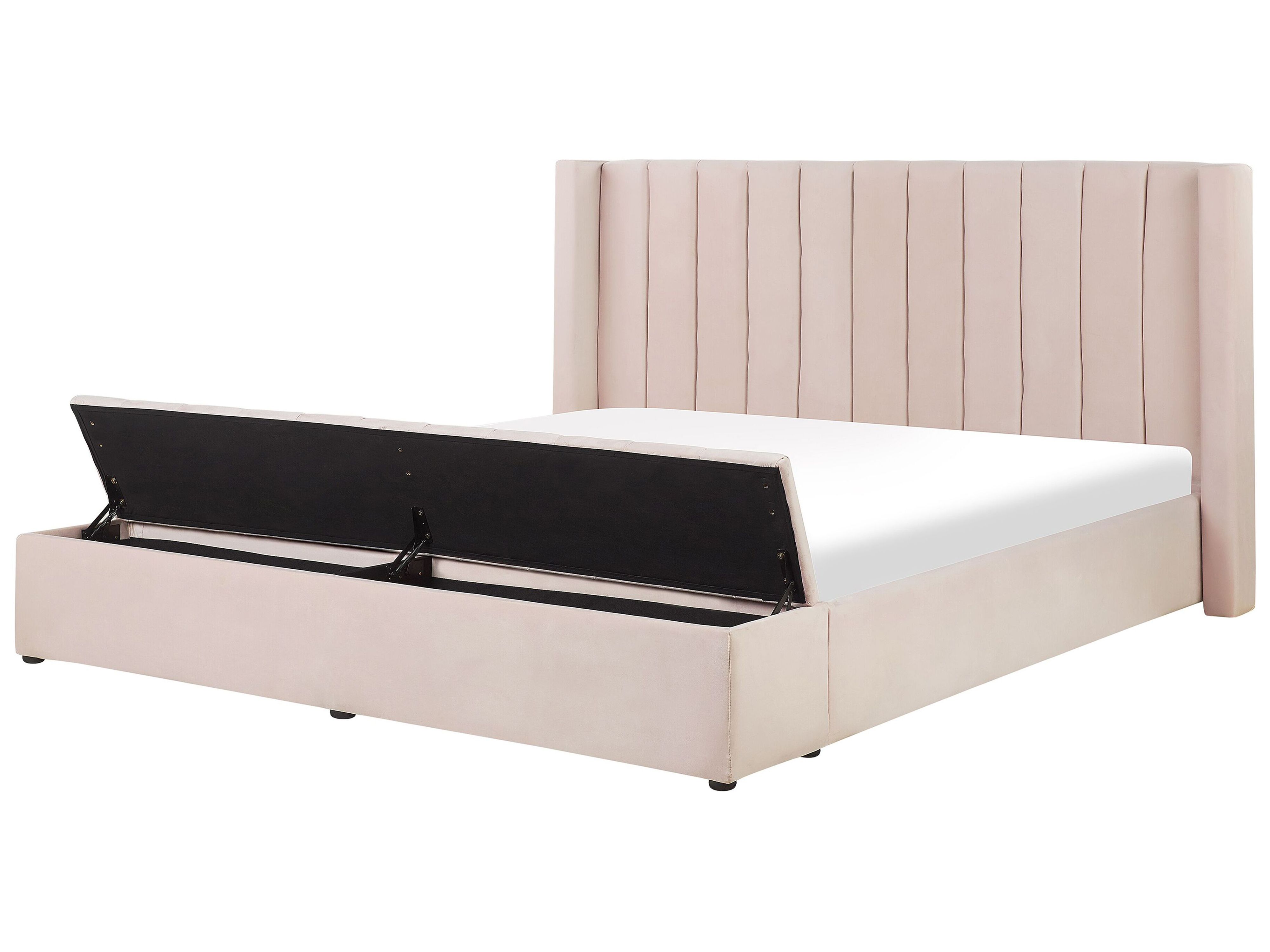 Waterbed with Storage Bench Velvet NOYERS 180 x 200 cm (EU Super King) Pastel Pink