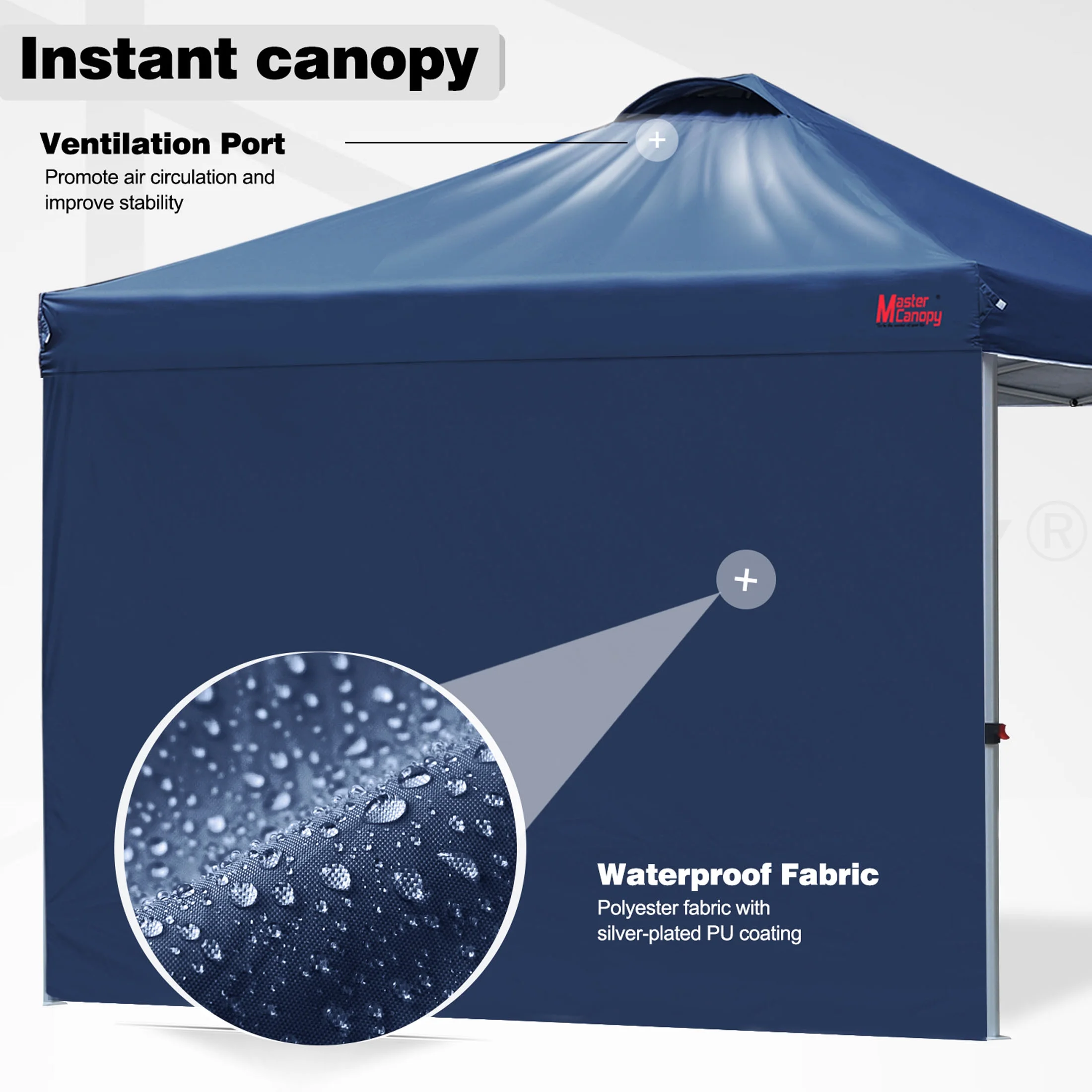 MASTERCANOPY 10' x 10' Easy Pop-up Canopy Tent Outdoor Shade Shelter with 1 Sidewall, White - Image 45