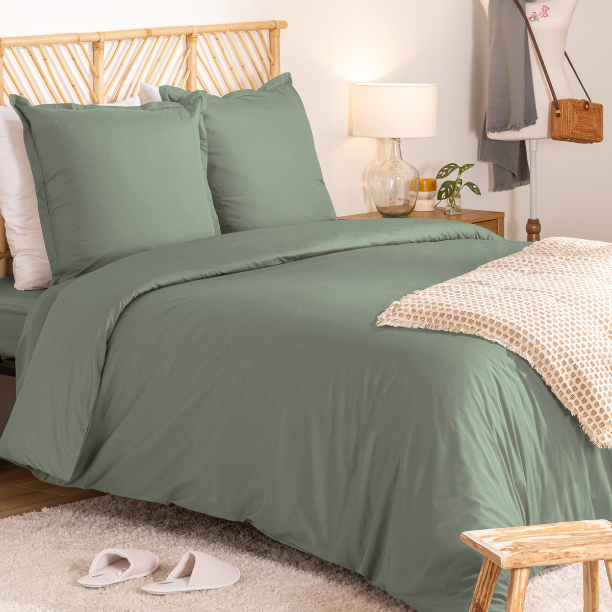 Bed linen set "Landiha" Percale, Jade green, 240x220 cm