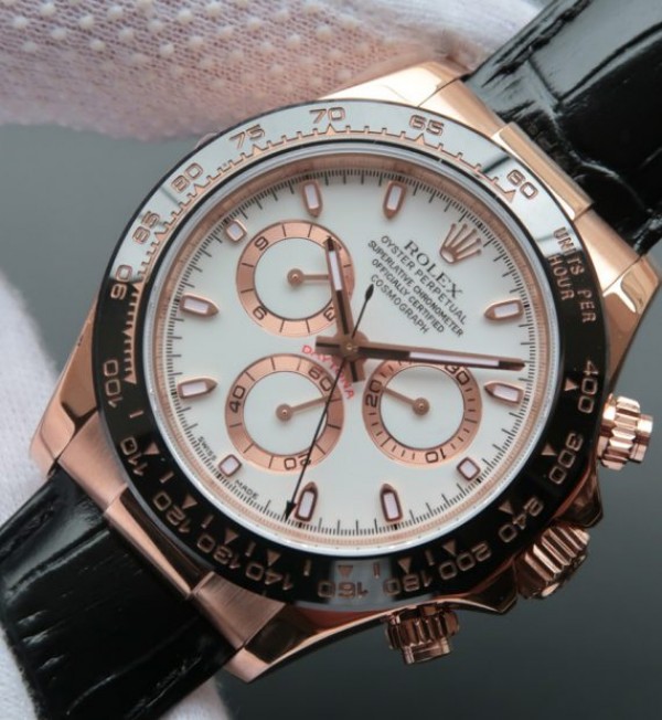 Replica Rolex Daytona 116515 Noob White Dial Black Leather Strap A7750 - Elite Watch Atelier