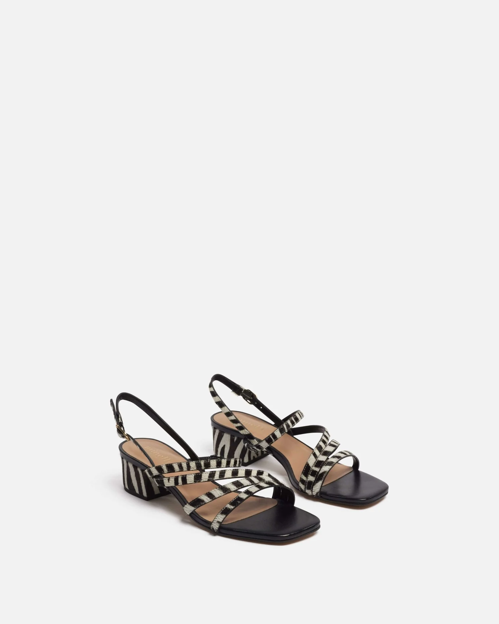SANDALES RAFALIA/PONY - En cuir à talons carrés zèbre