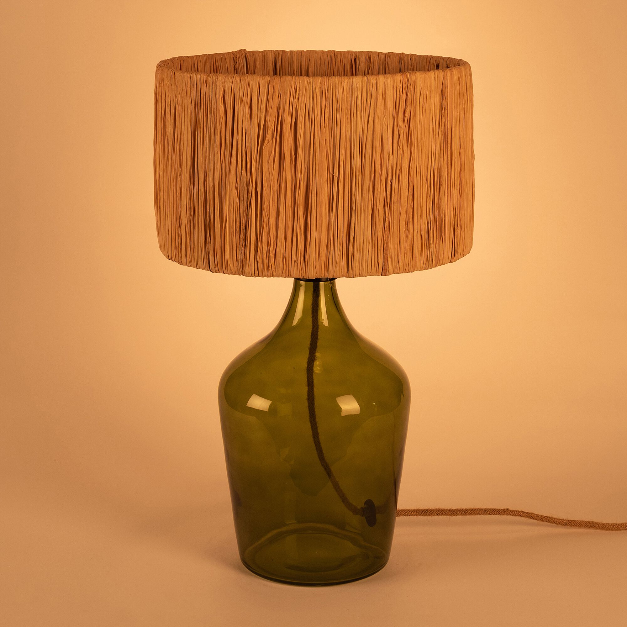 LOU - Abat-jour cylindrique en raphia D32cm - naturel