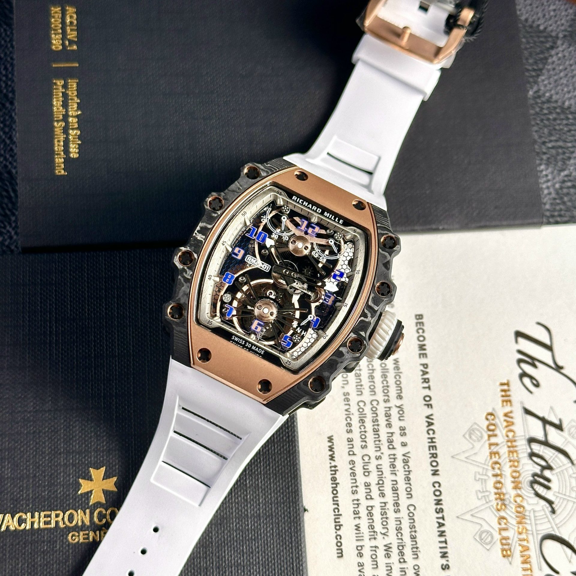 Richard Mille RM21-01 Tourbillon Replica Highest Quality White Rubber Strap 45mm - Top club