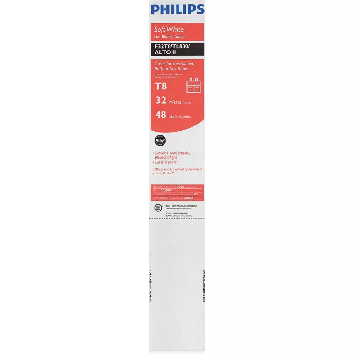 Philips ALTO 32W 48 In. Bright White T8 Medium Bi-Pin Fluorescent Tube Light Bulb (2-Pack)