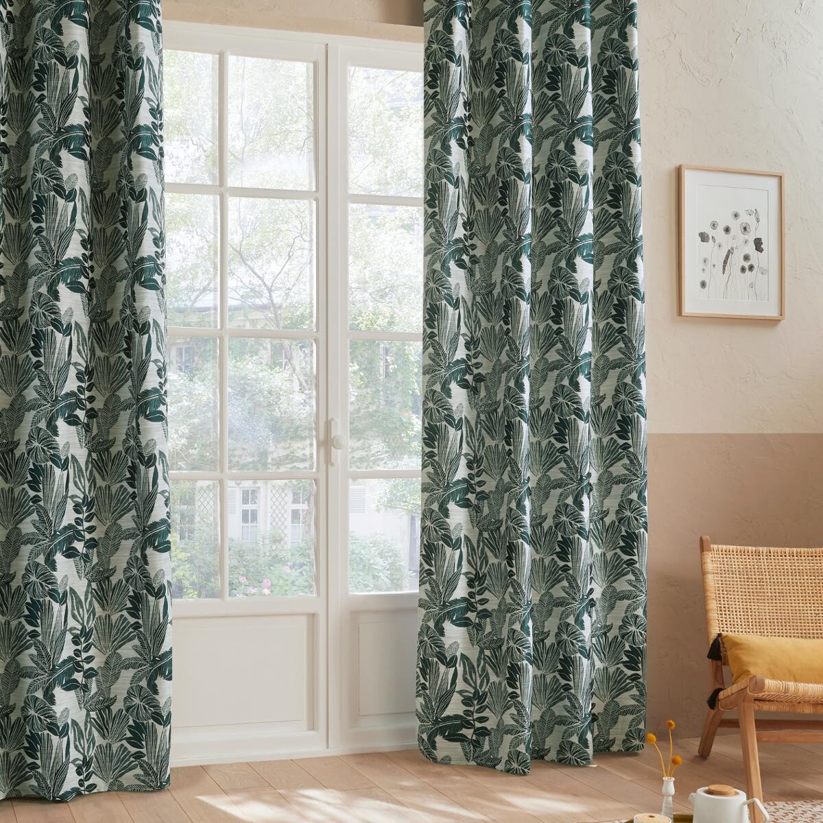 Curtain "Bejuco", jacquard pattern Cedar green, 140x260 cm
