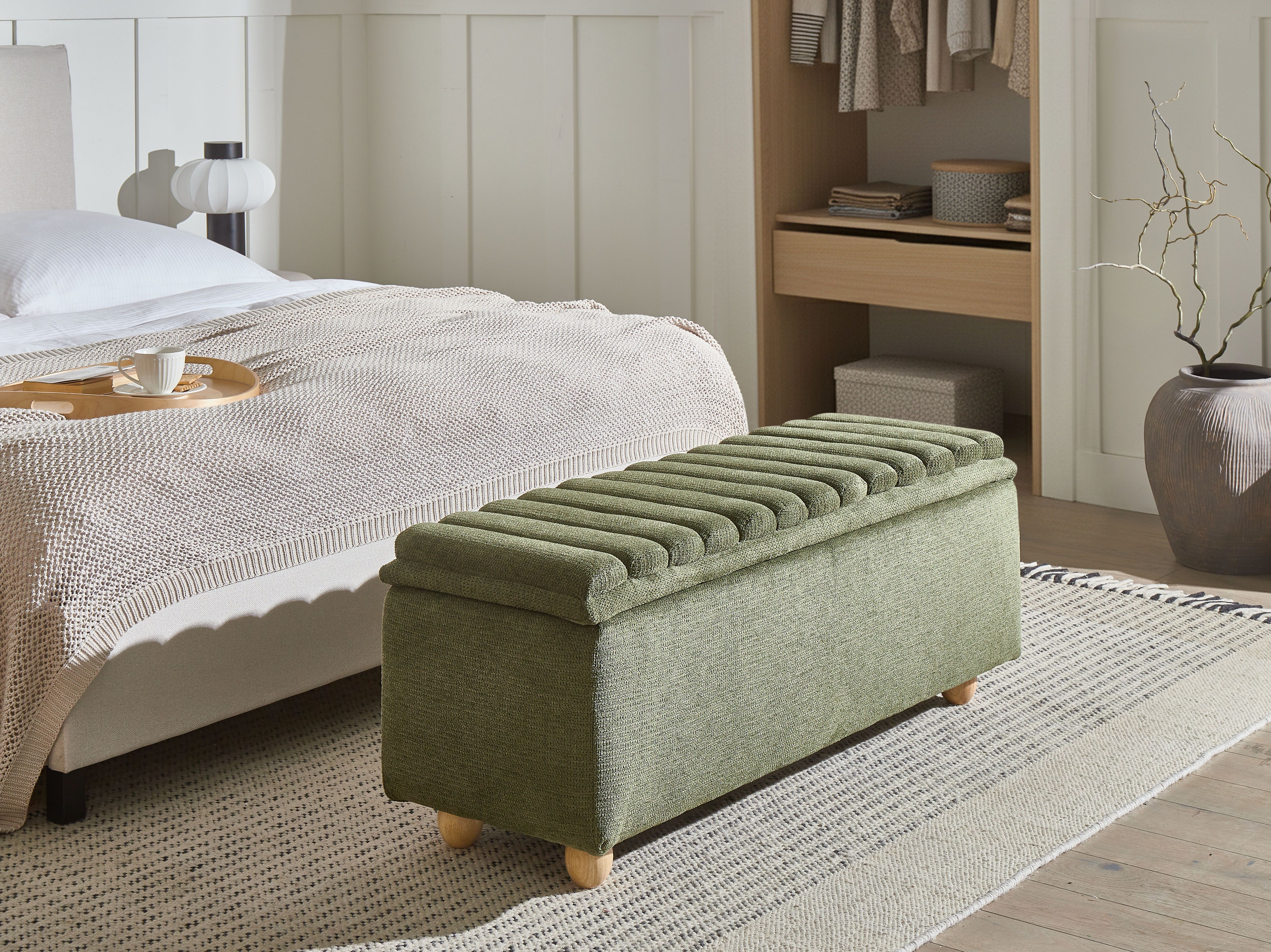 Upholstered Storage Bench SALIDA Fabric Green