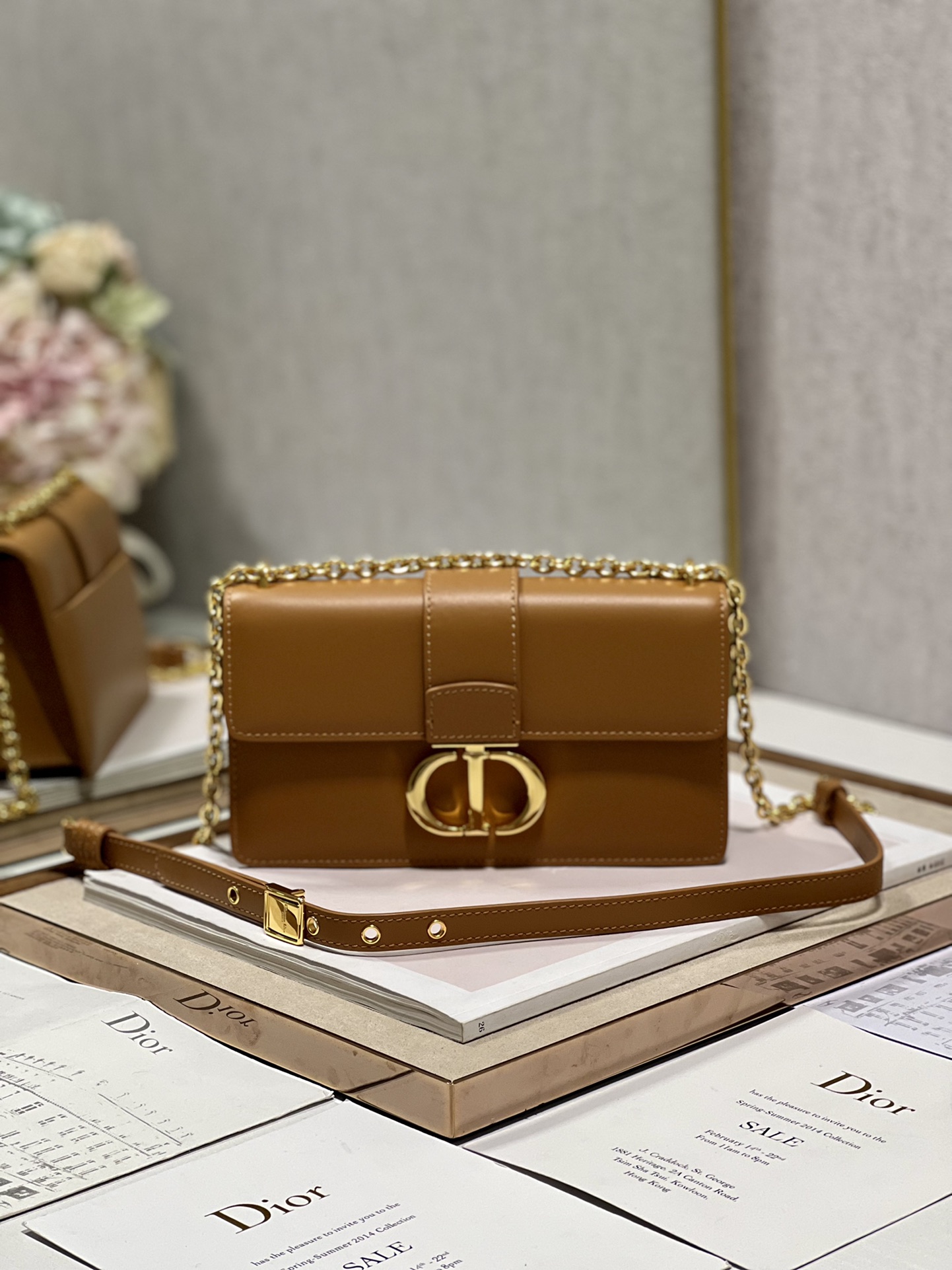 Dior Christian Dior 30 Montaigne East West Bag With Chain Brown For Women 8.5in/21.5cm