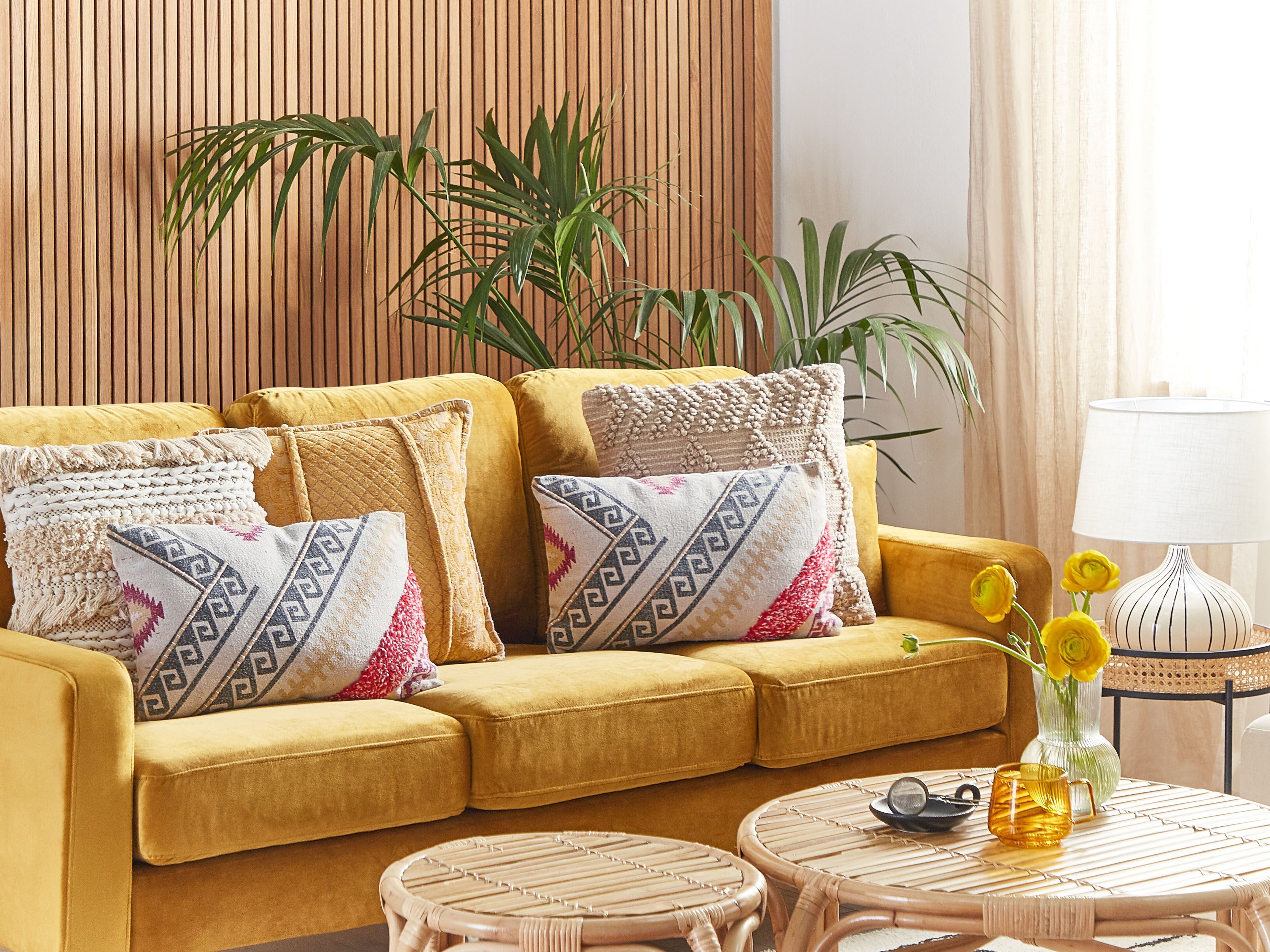 Throw Cushion BETULA Cotton 30 x 50 cm Beige Geometric Pattern