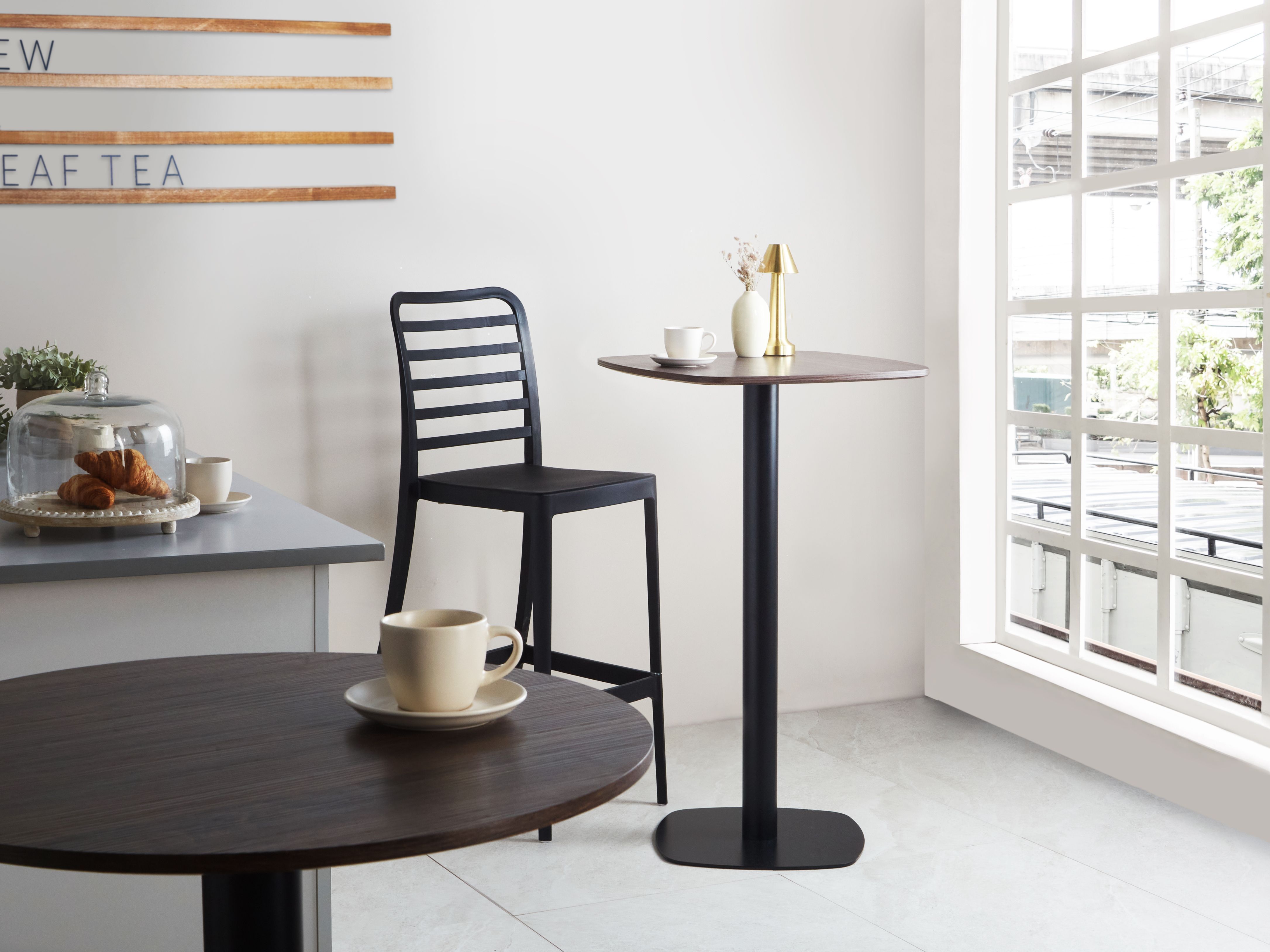 Bar Table MORELLA Black/ Dark Brown 60 cm 60 cm