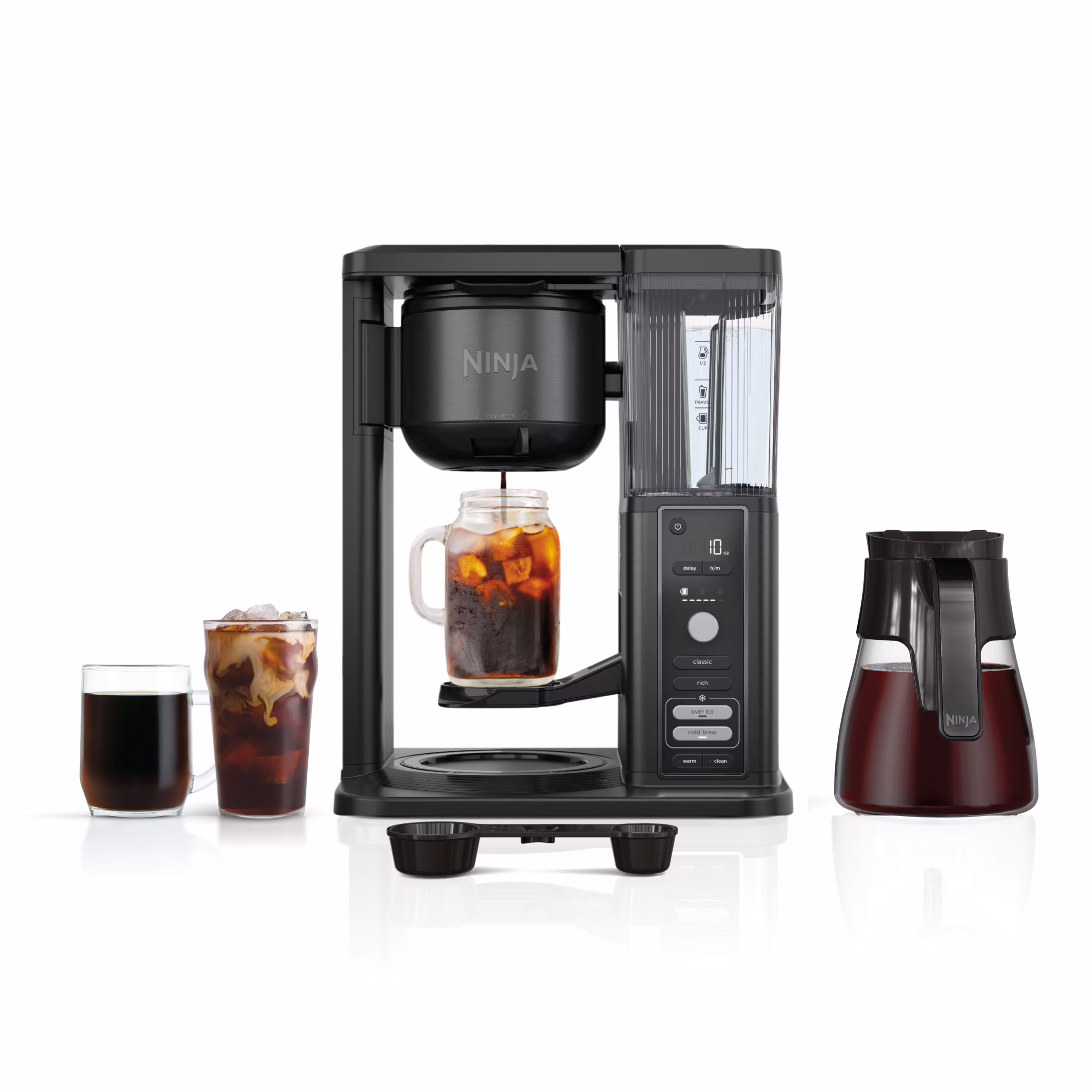 Ninja Hot & Iced Coffee Maker, Single Serve to 10 Cup Carafe, Drip, Rapid Cold Brew, CM360 Black