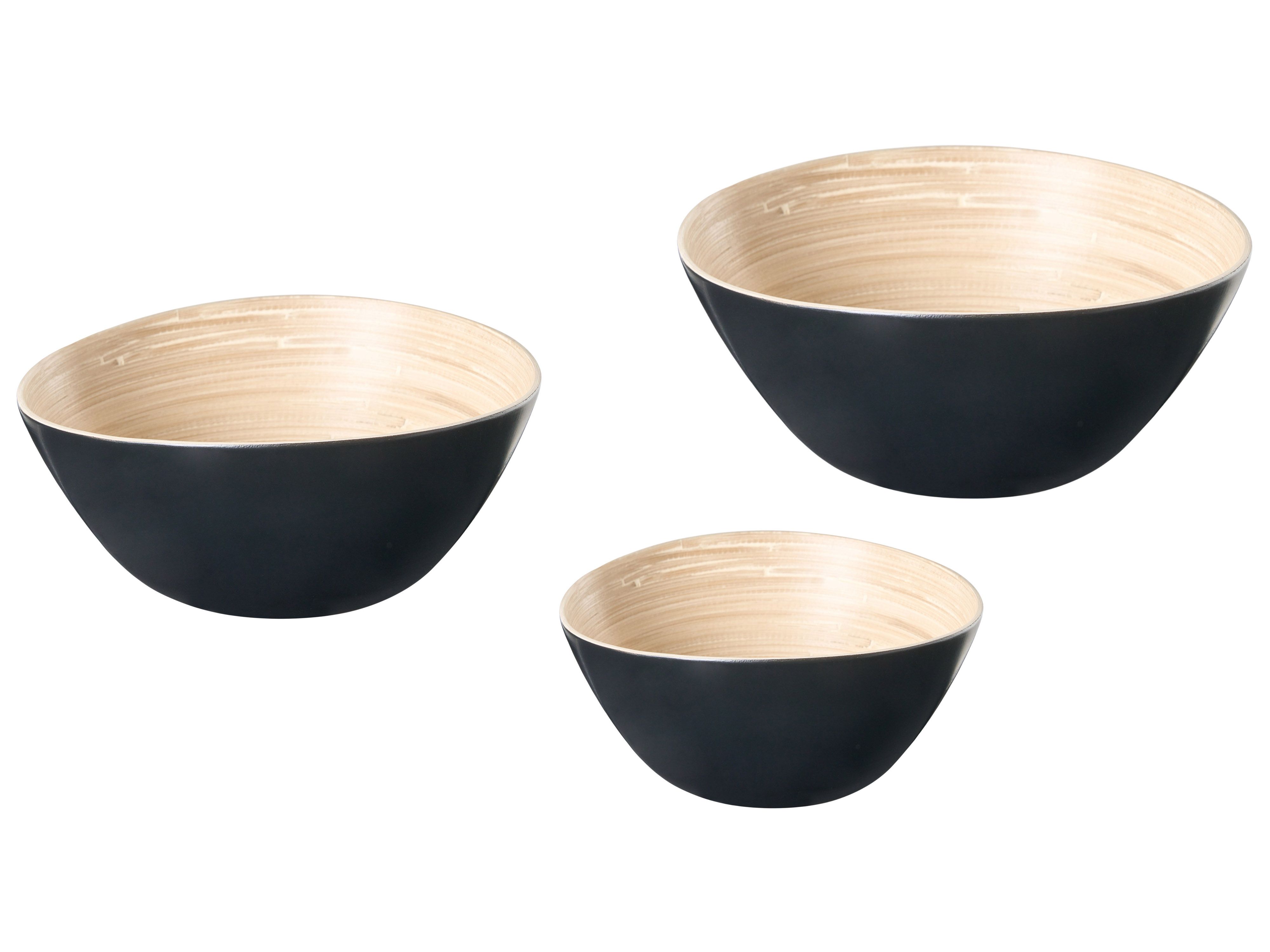 Set of 3 Bowls BONHEUR Bamboo Black