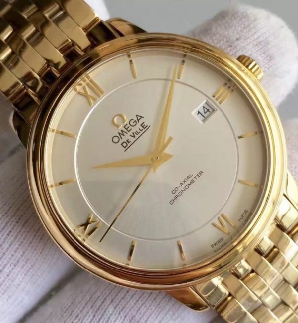 Replica Omega MK De Ville 39.5mm White Dial YG Case SS Bracelet A2824 - Top club