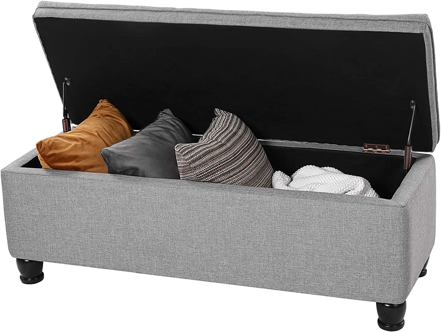 SONGMICS 46.5" Storage Ottoman Bench Storage Bench Bedroom Bench 330lb Load Capacity Solid Wood Legs Light Gray - Image 14