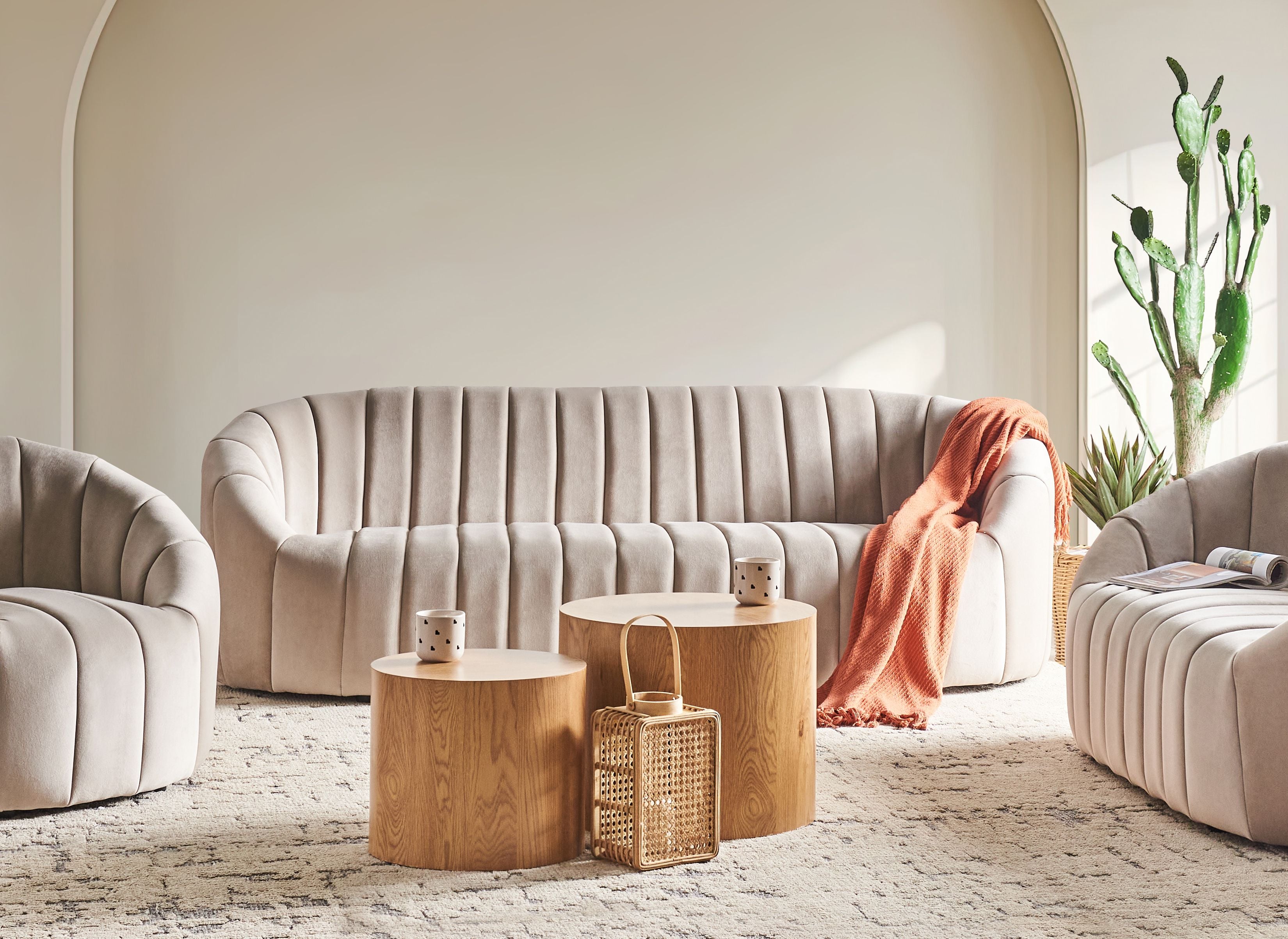 Sofa 3 Seater MALUNG Velvet Beige
