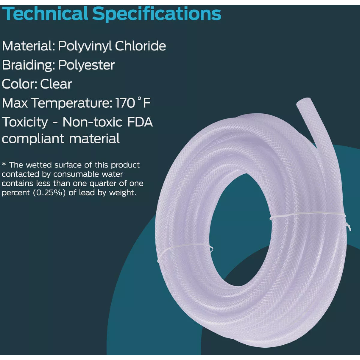 Eastman EZ-Flo 10 Ft. Braided Vinyl Tubing 5/8 In. ID x 7/8 In. OD
