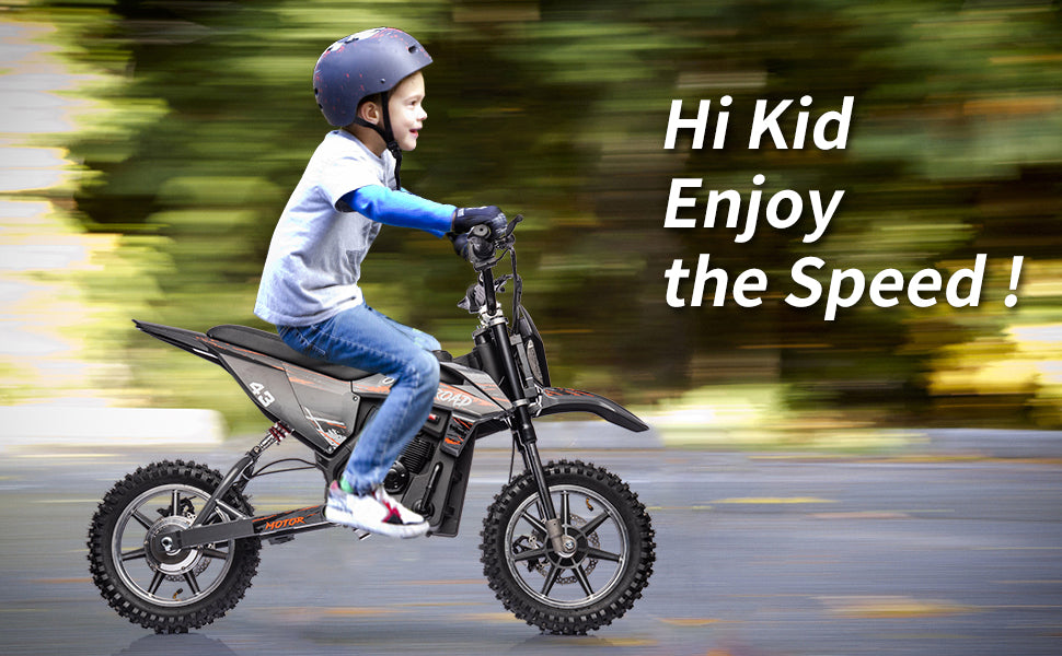 36V Kids Electric Dirt Bike. 350W. 15.5MPH. LED. 175lbs Max