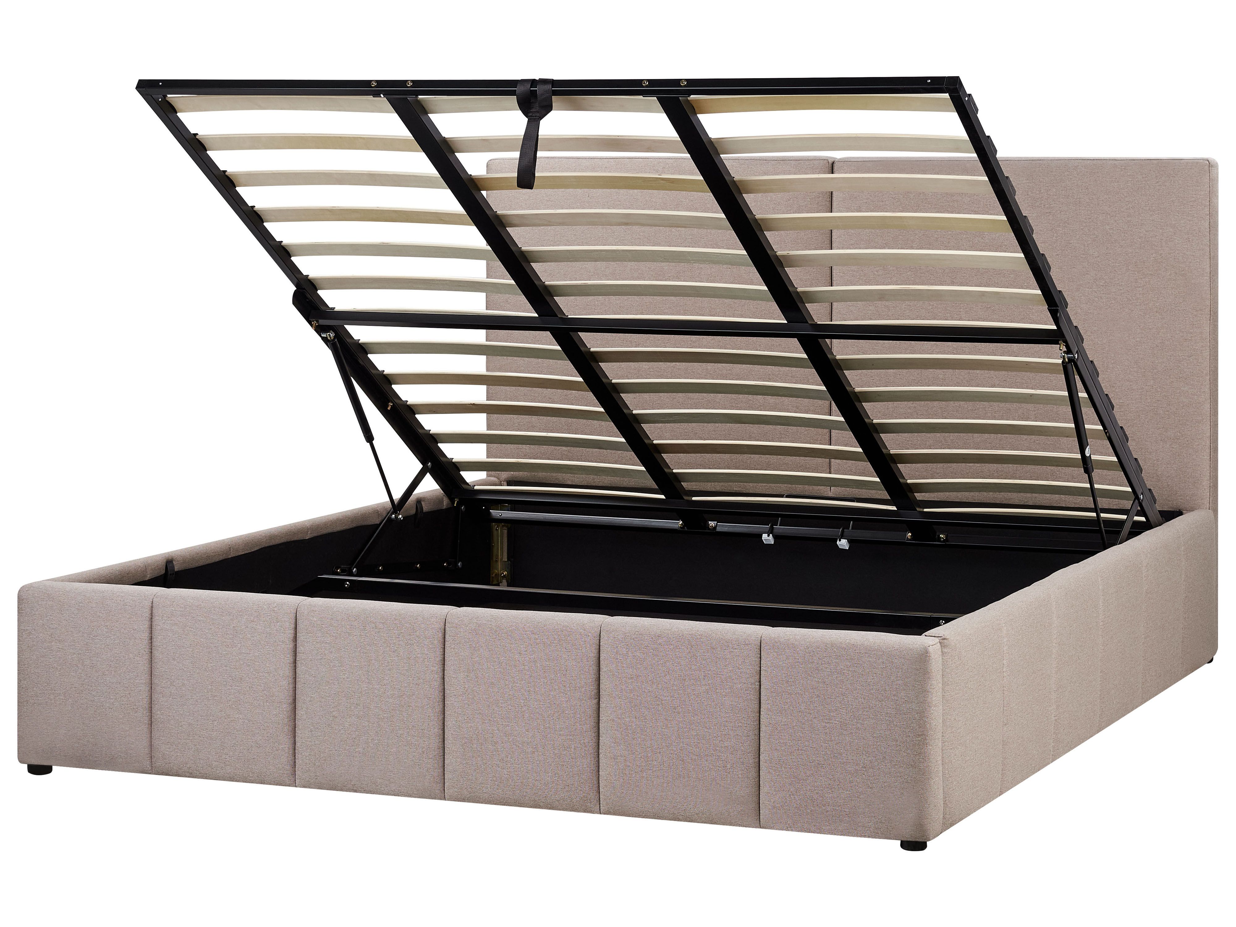 Ottoman Bed Fabric CASTELNAVET 180 x 200 cm (EU Super King) Taupe