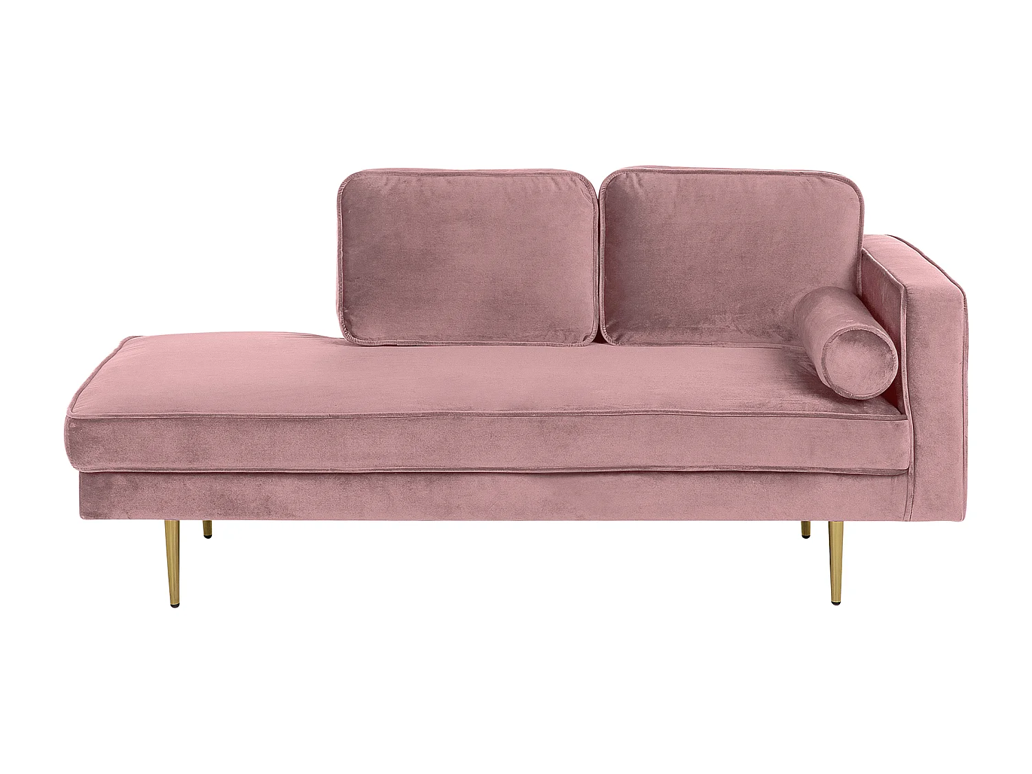 Chaise longue côté droit MIRAMAS Velours Rose