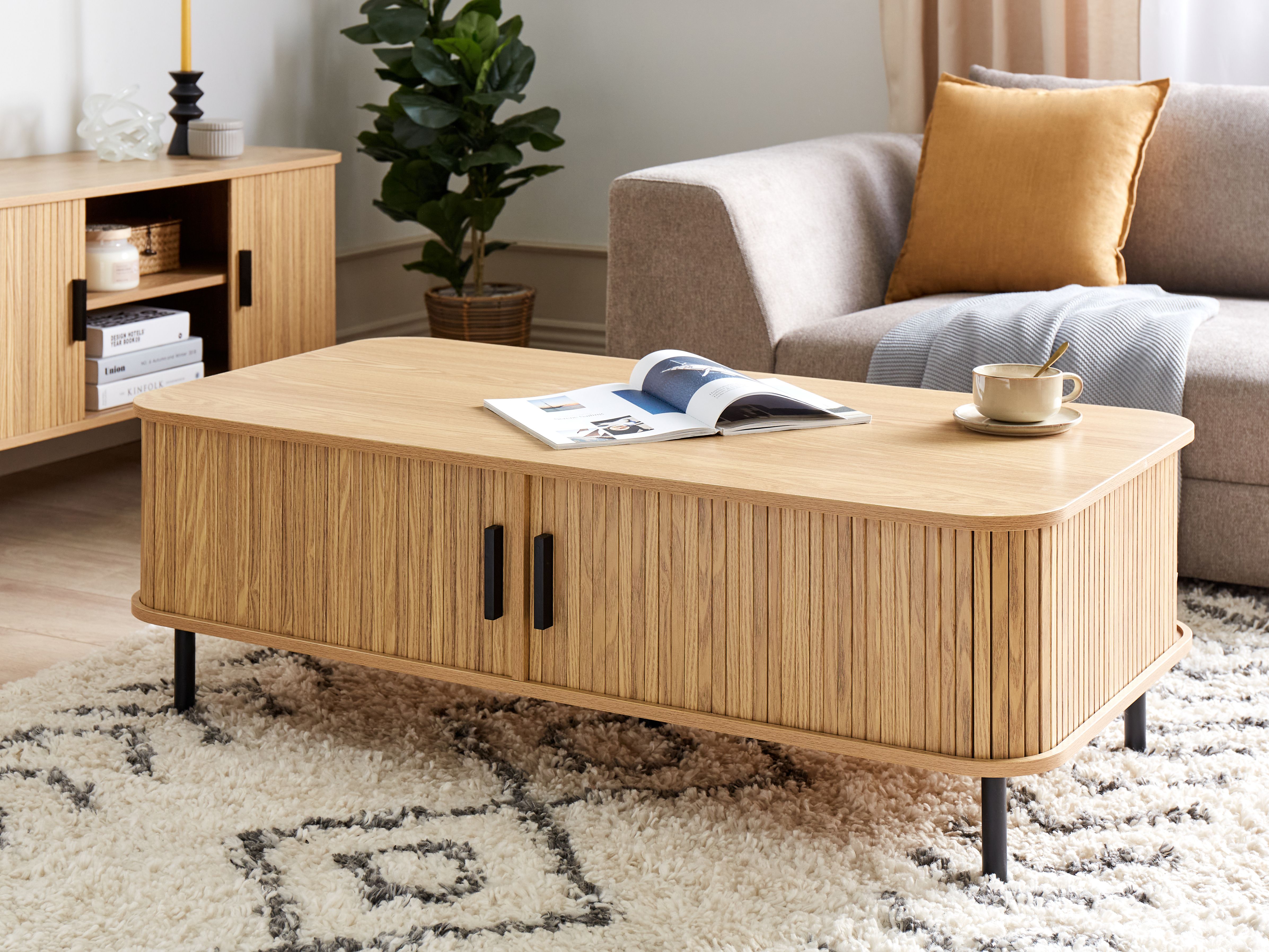 Coffee Table BRADLEY Brown with Storage