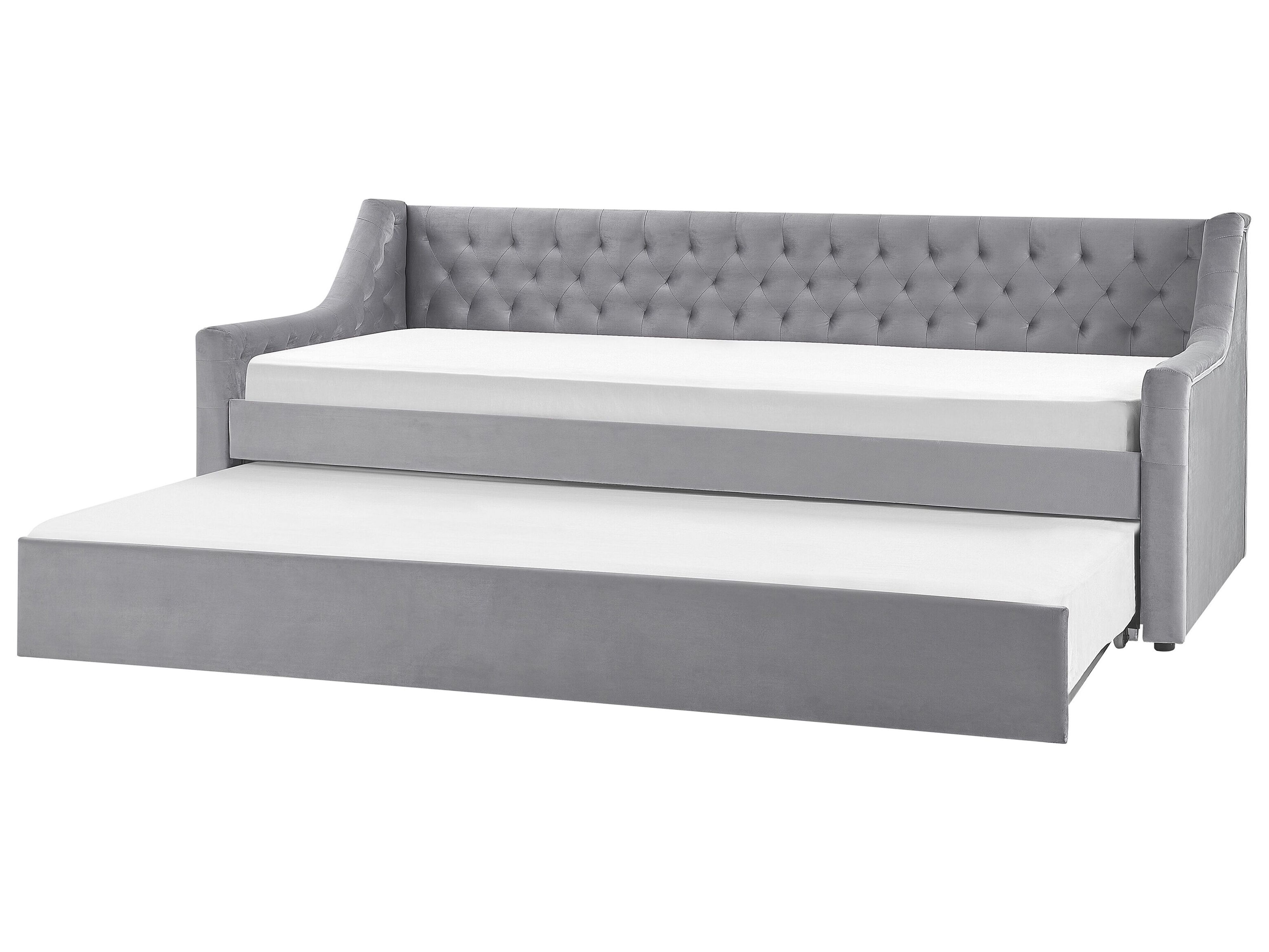 Trundle Bed Velvet MONTARGIS 90 x 200 cm (EU Single) Light Grey
