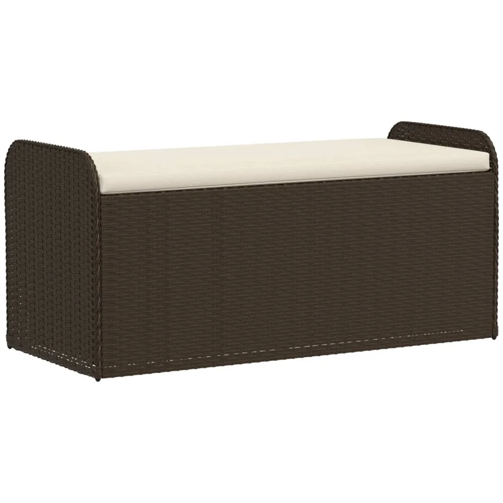 vidaXL Storage Bench with Cushion Outdoor Garden Seat Furniture Poly Rattan - Image 4