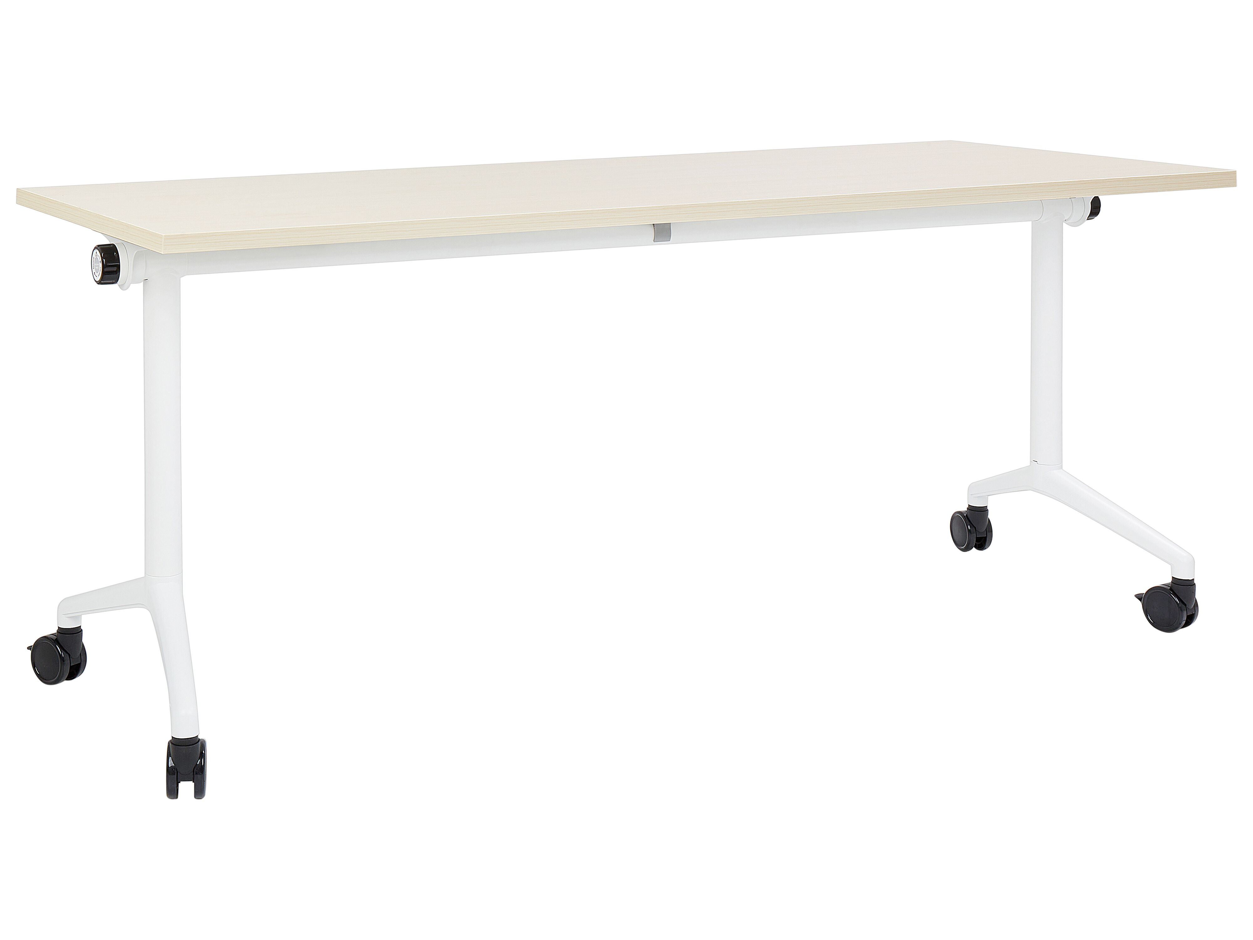 Foldable Office Desk CAVI Light Brown 180 cm 60 cm with Wheels