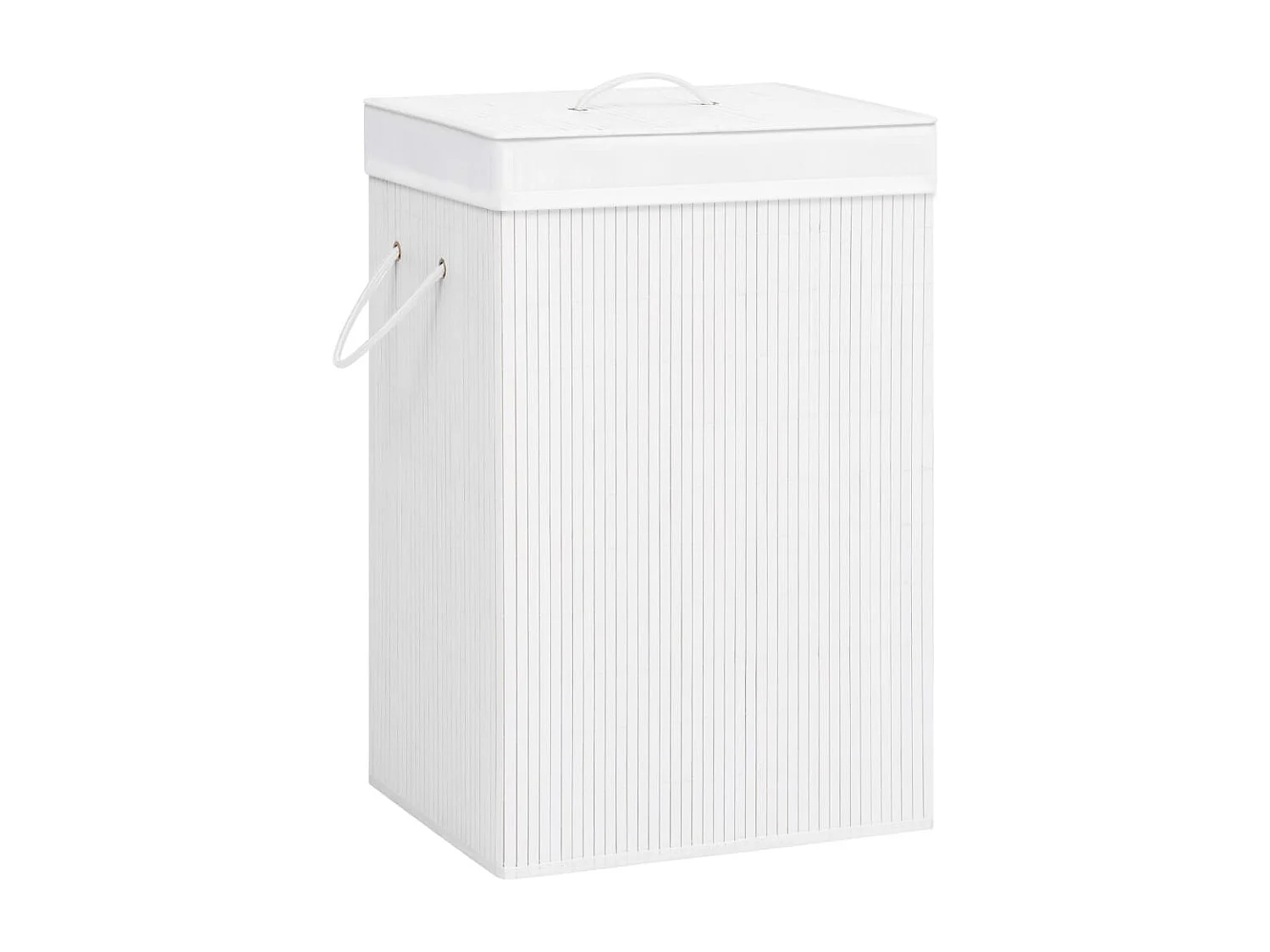 Panier à linge avec 2 sections bambou blanc 72 L