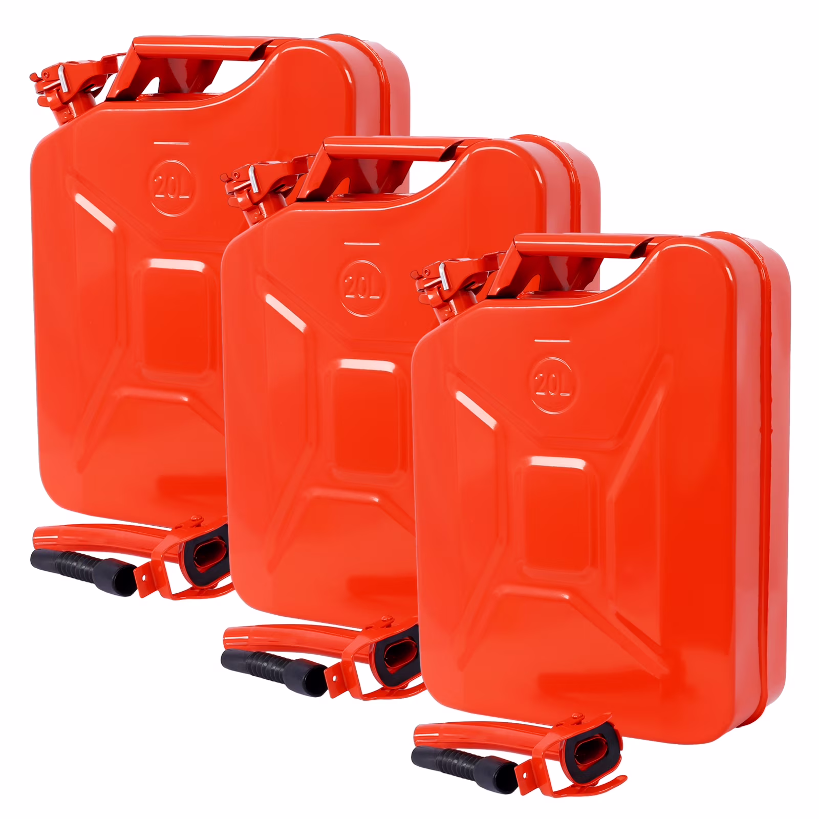 5 Gallon Jerry Fuel Can, 4-Pack Steel Gas Can with Flexible Spout & Leakproof Lock, Portable Fuel Tank for Gasoline, Cars, Trucks, Emergency Kits, Off-Road Equipment - Red - Image 3