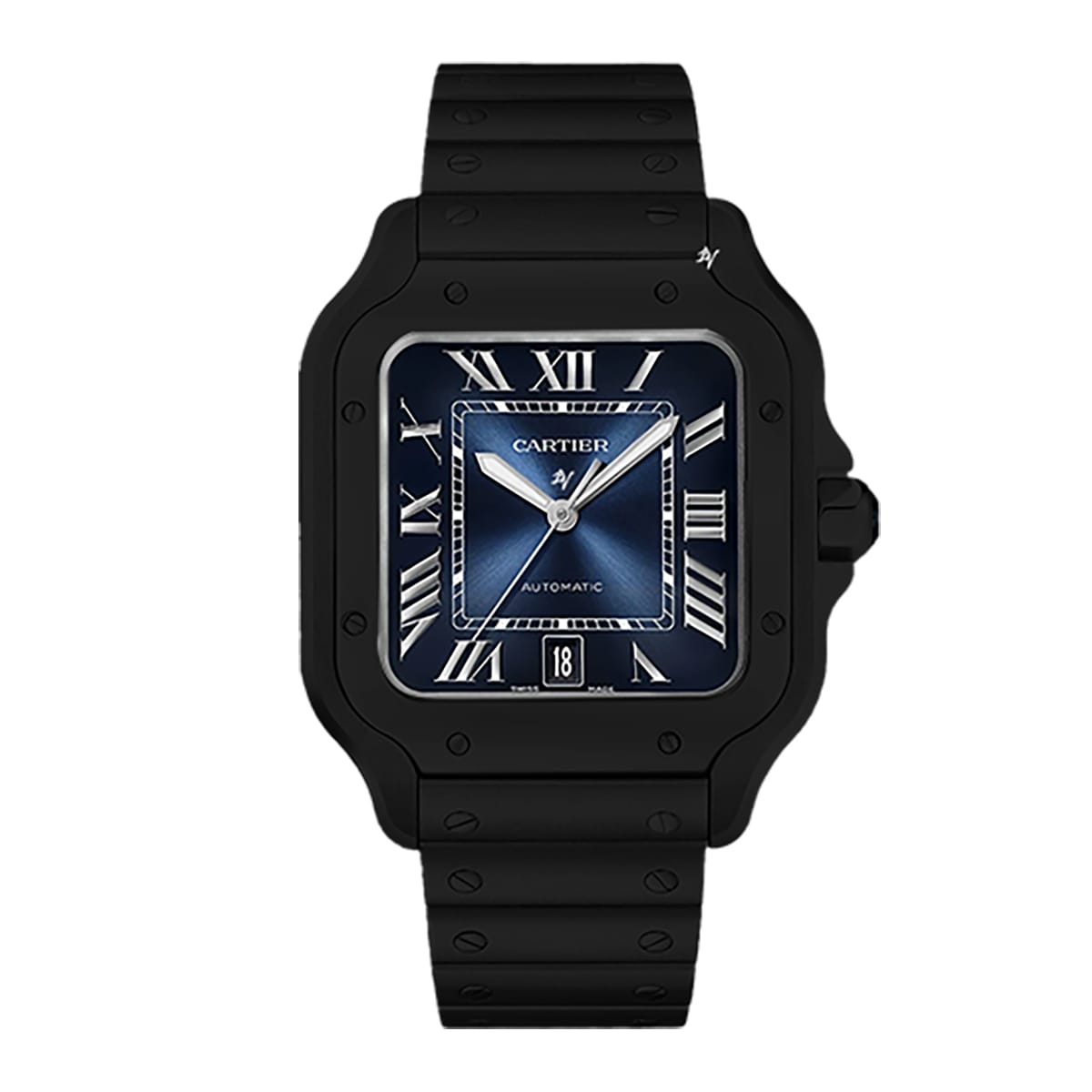 Fake Cartier Replica Watch Santos Limited Edition Black DLC-PVD(1:1 replica) - Top club