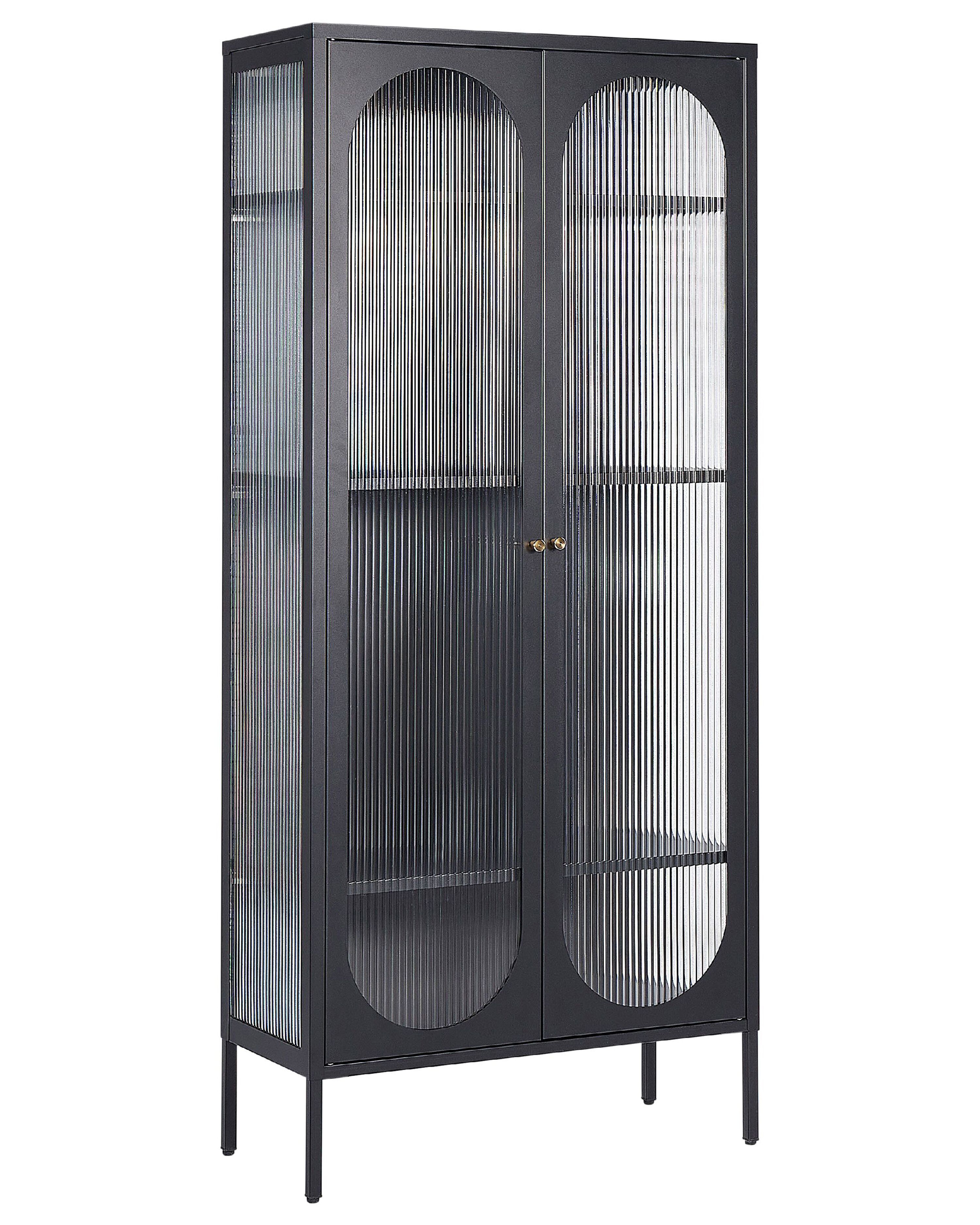 Glass Display Cabinet FOXTON Metal 80 cm Black