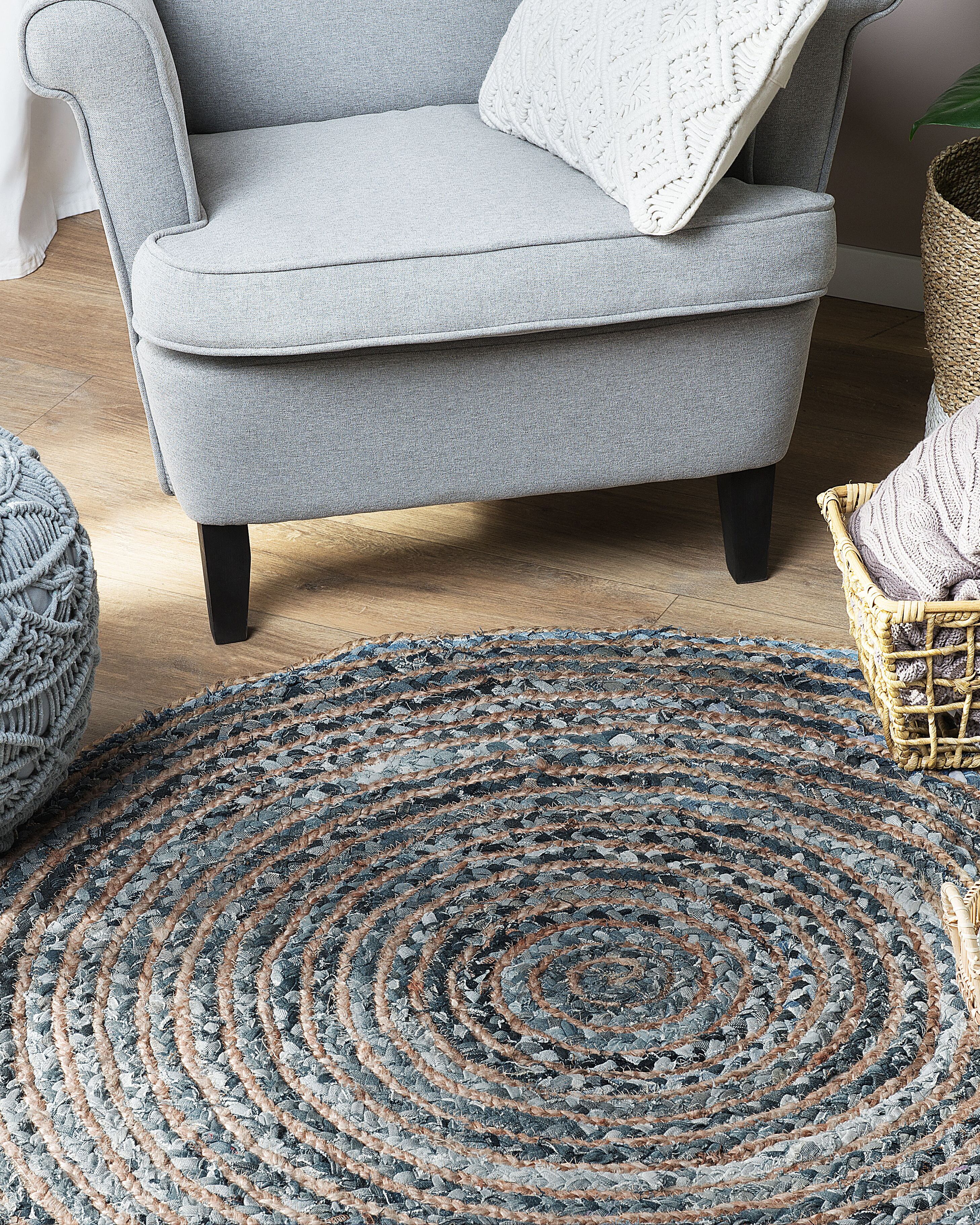 Rug MASLAK Grey ø 120 cm Jute