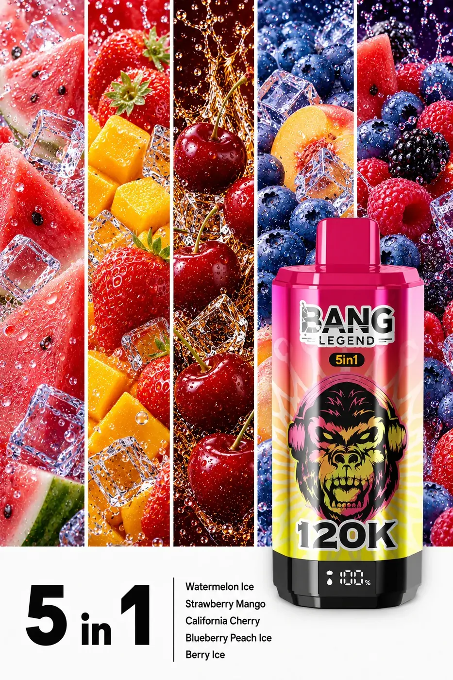 Arbuz Ice Truskawka-Mango Kalifornska Wiśnia Borówka-Brzoskwinia Ice Berry Ice