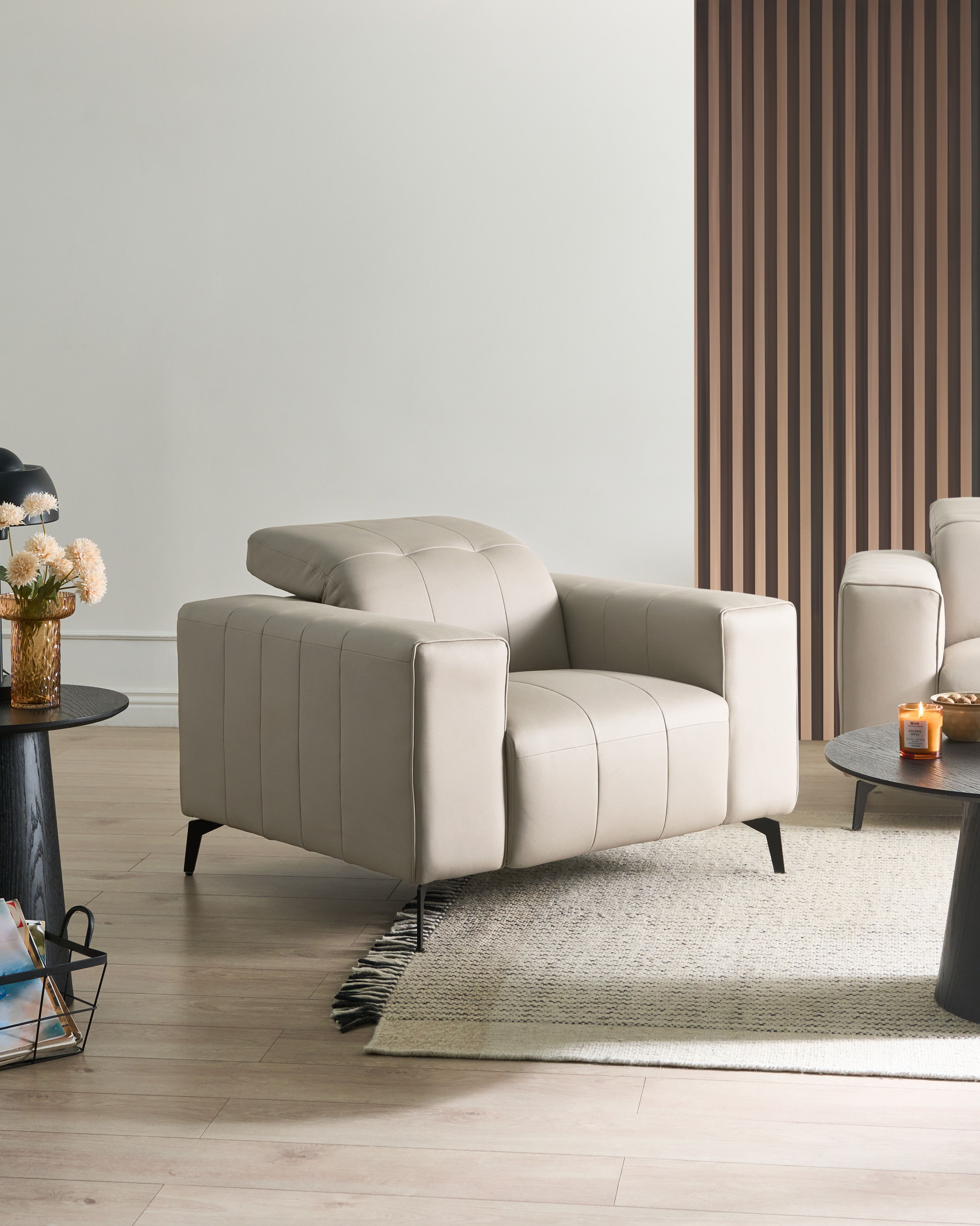 Armchair OMMEL Faux Leather Light Beige