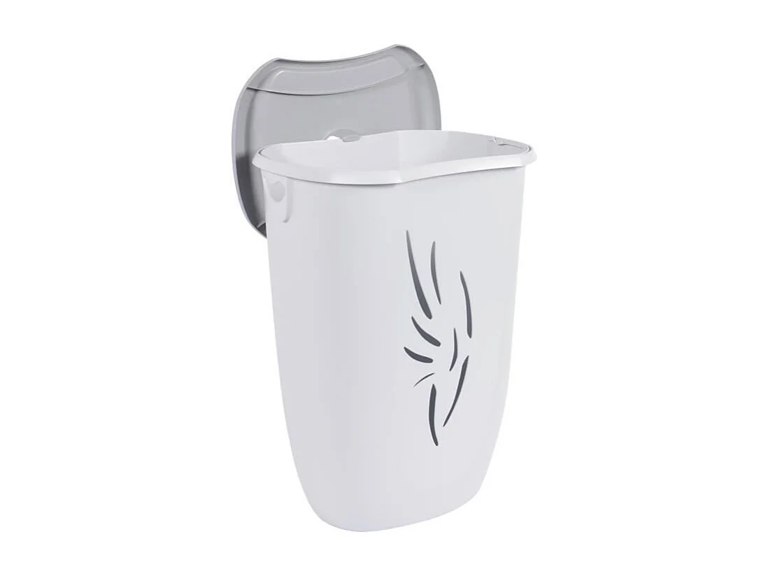 Coffre à linge Flora 40 L - Gris béton et Blanc cérusé - 40 x 30 x 57 cm