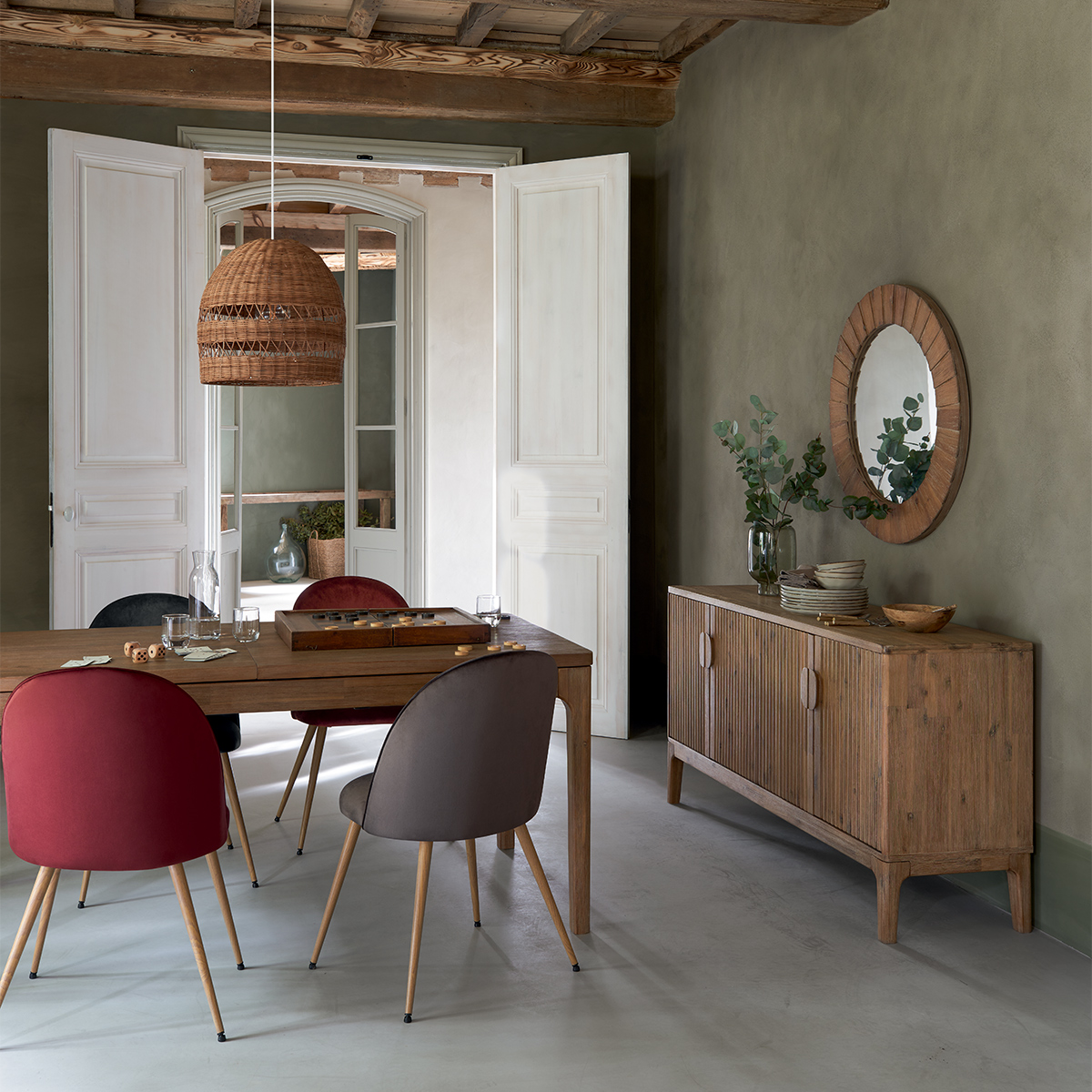 Mirror, wood "Pamela" D.83 cm