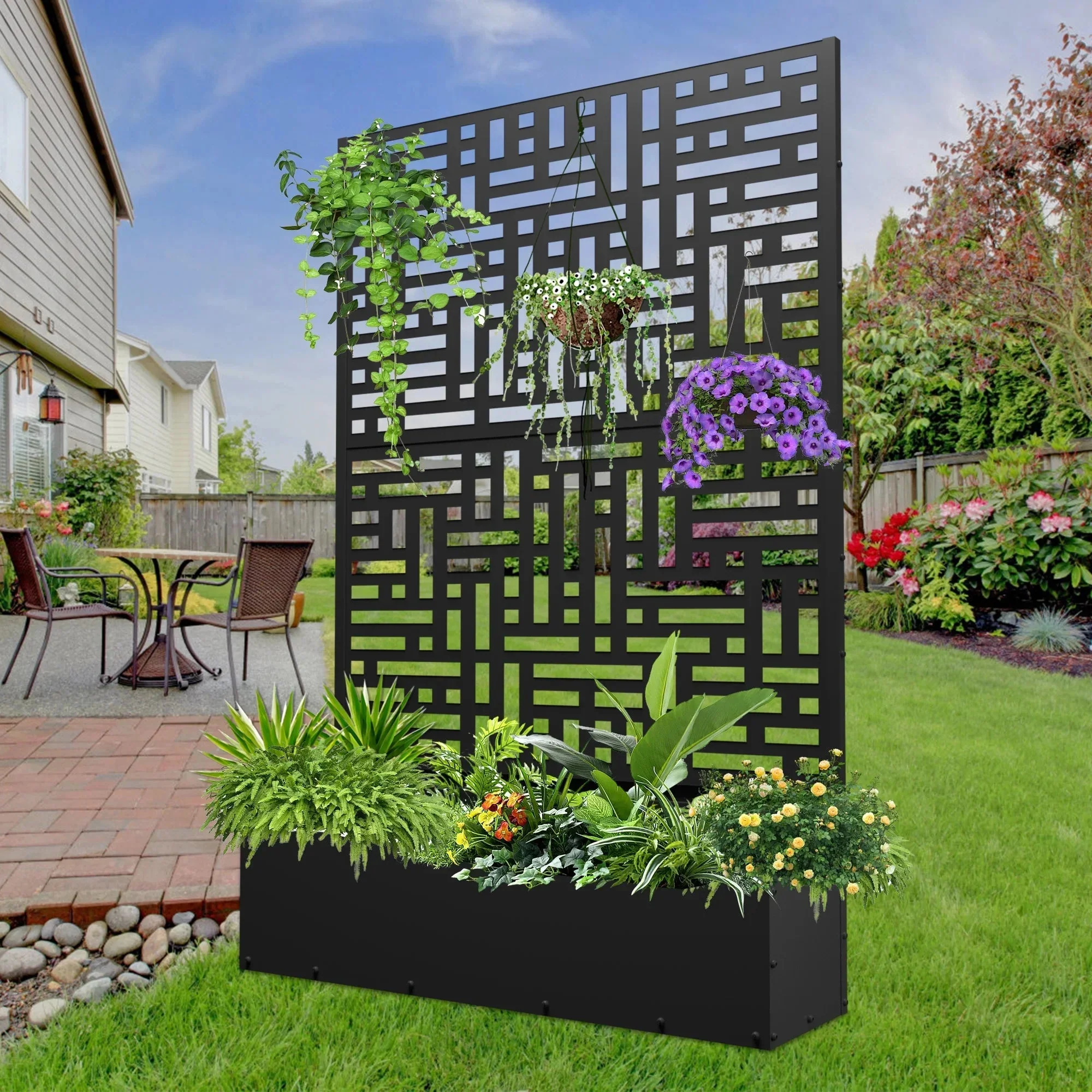 FOOWIN 71 in H Metal Trellis Planter Raised Garden Bed With Drainage Hole, Black - Image 9 FOOWIN 71 in H Metal Trellis Planter Raised Garden Bed With Drainage Hole, Black - Image 9