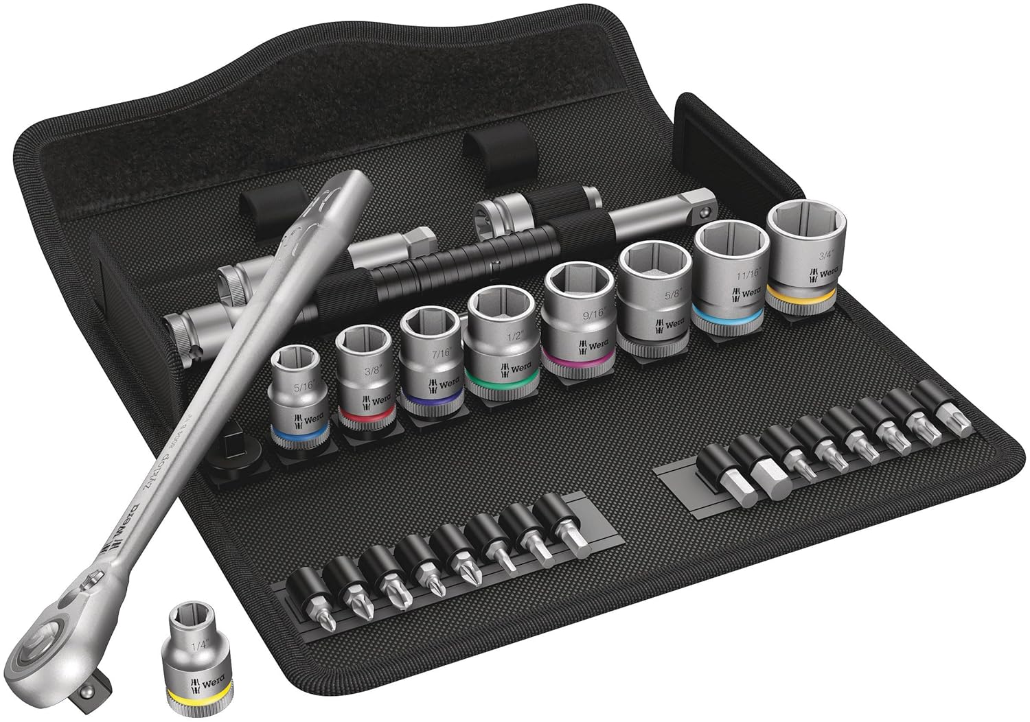 WERA 05004051001 8100 SB 11 Zyklop Imperial Metal Ratchet Set, 29 Piece, 3/8