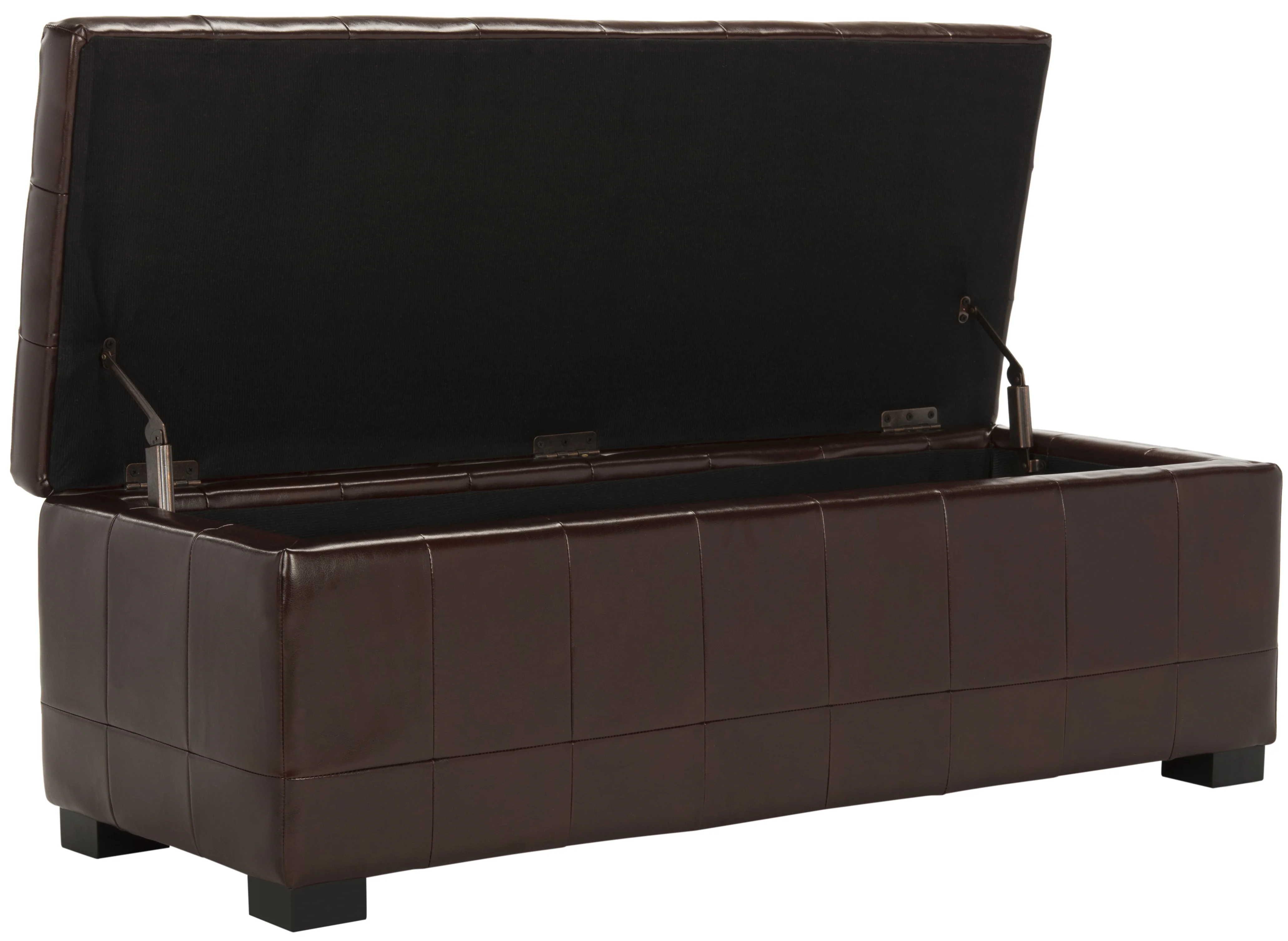 SAFAVIEH Large Manhattan Rustic Tufted Storage Bench, Brown - Image 7