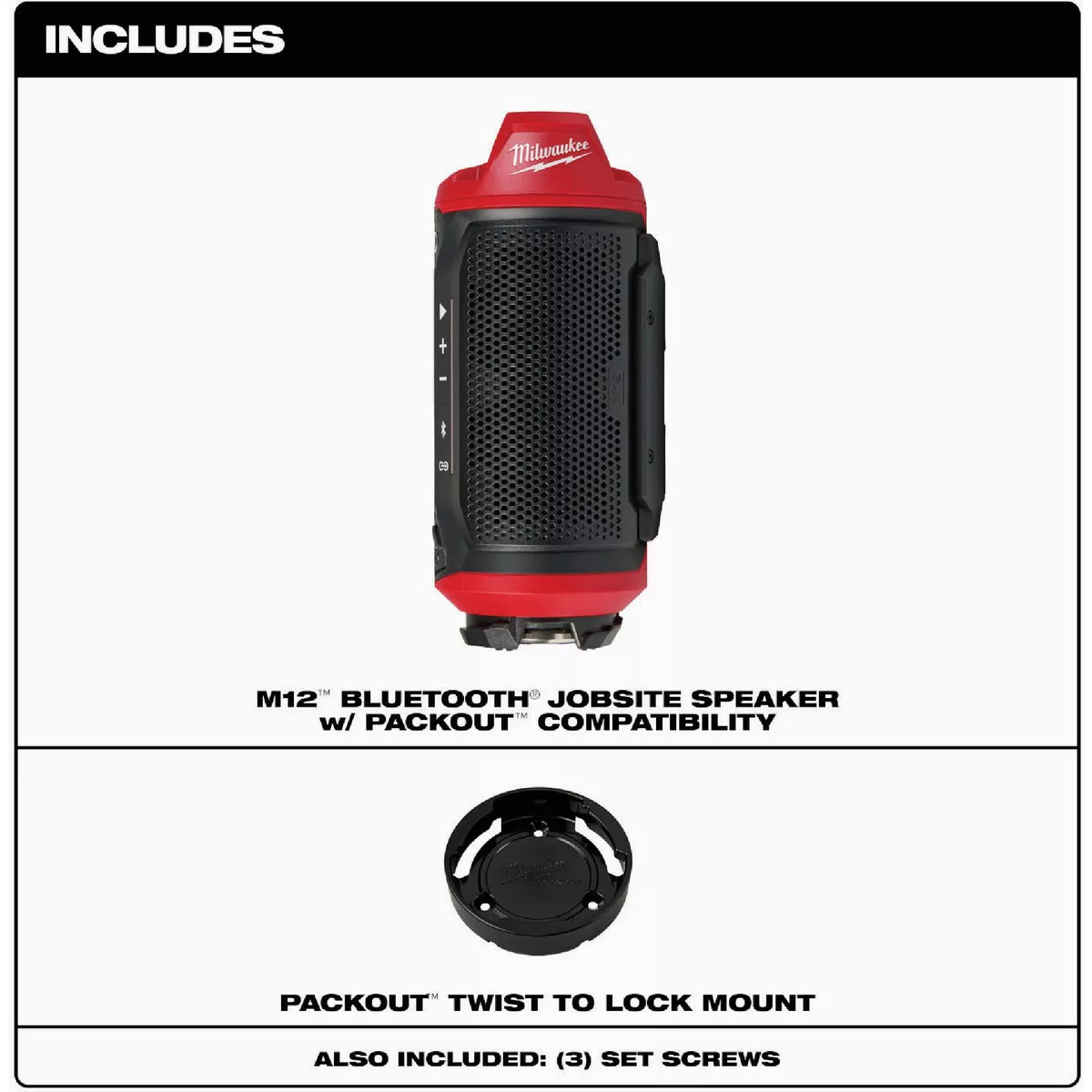 Milwaukee M12 Bluetooth Cordless Jobsite Speaker with PACKOUT Compatibility (Tool Only)
