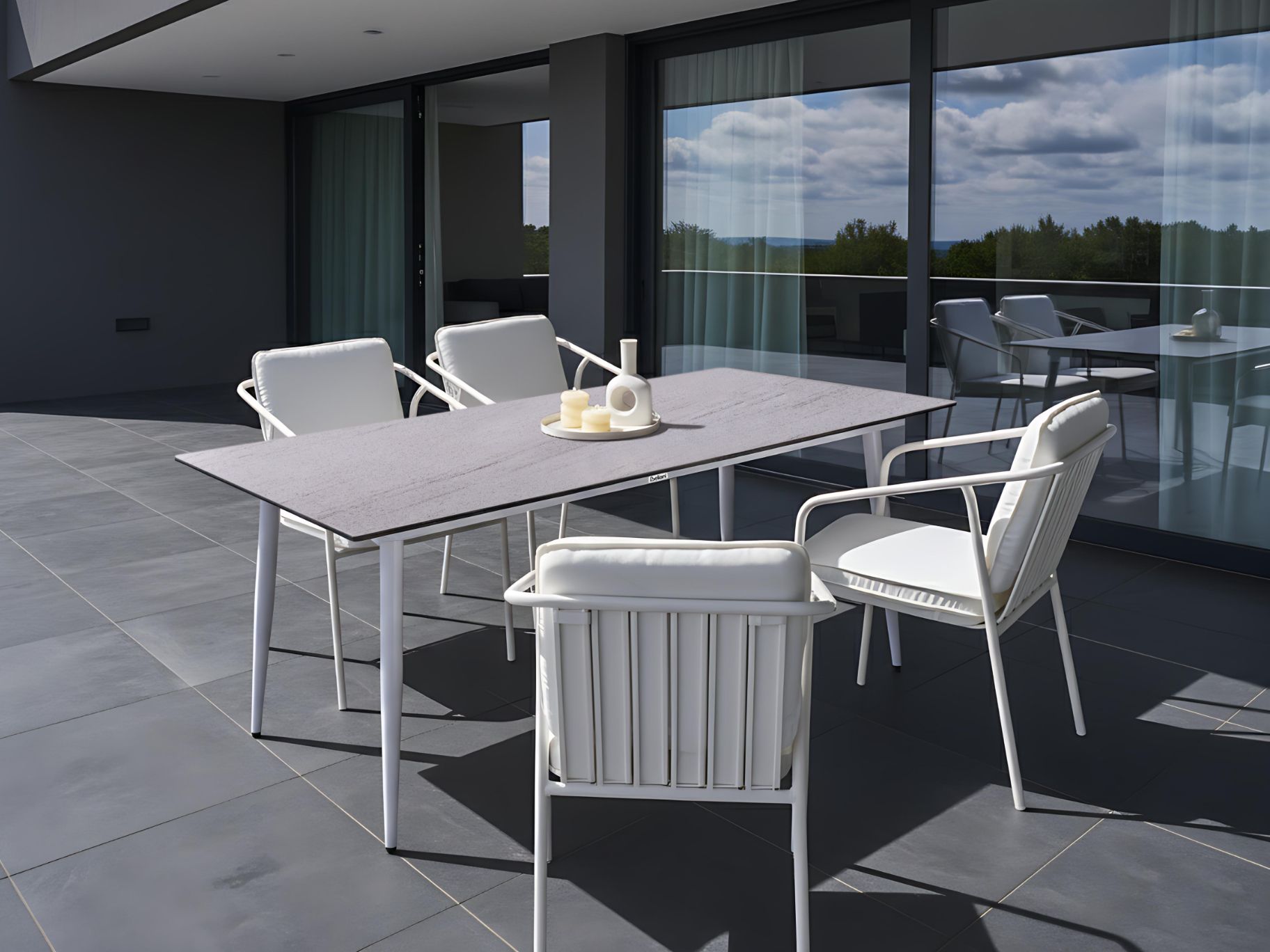 Garden Dining Table TOLENTINO 180 cm 90 cm Stone Effect Travertine Effect