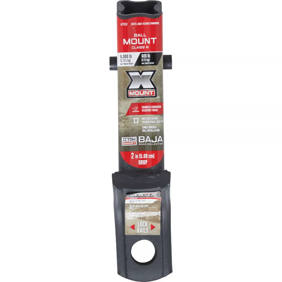 TowSmart Baja X-Mount Class III 2 In. Drop Hitch Ball Mount, 6000 Lb. Capacity