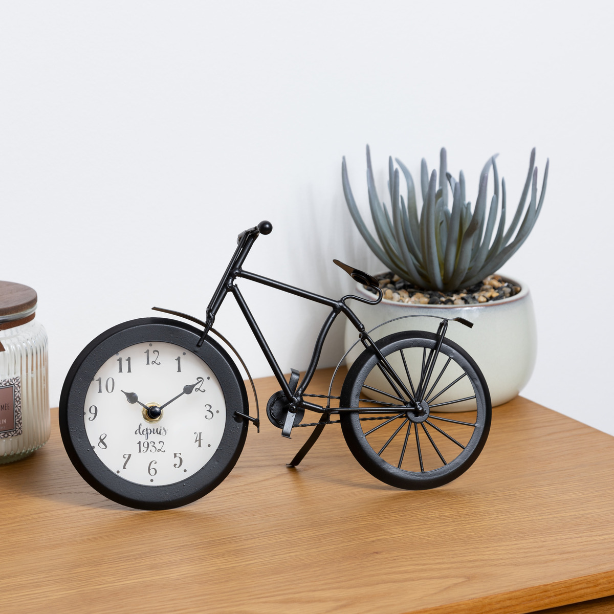 Bicycle clock "Sky" Metal, Black, H.18 cm