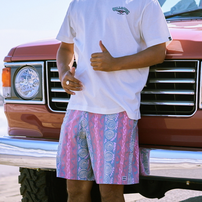 Mens Retro Wave Graphic Summer Beach Surf Shorts