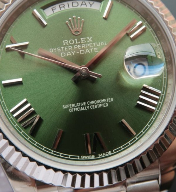 Replica Rolex Day-Date 40mm 228239 Noob Olive Green Dial SS President Bracelet A3255 - Elite Watch Atelier