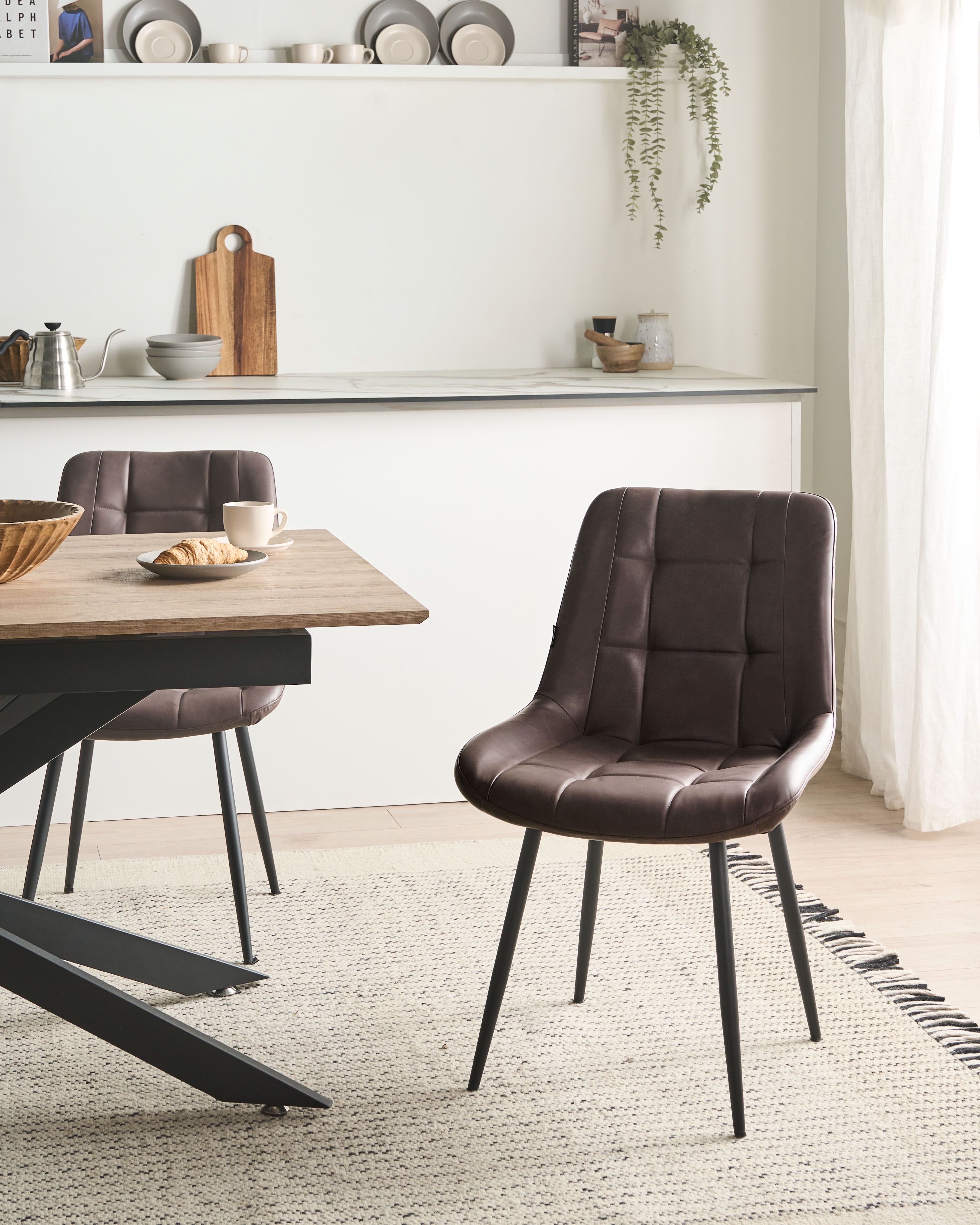 Set of 2 Dining Chairs MELROSE II Faux Leather Dark Brown