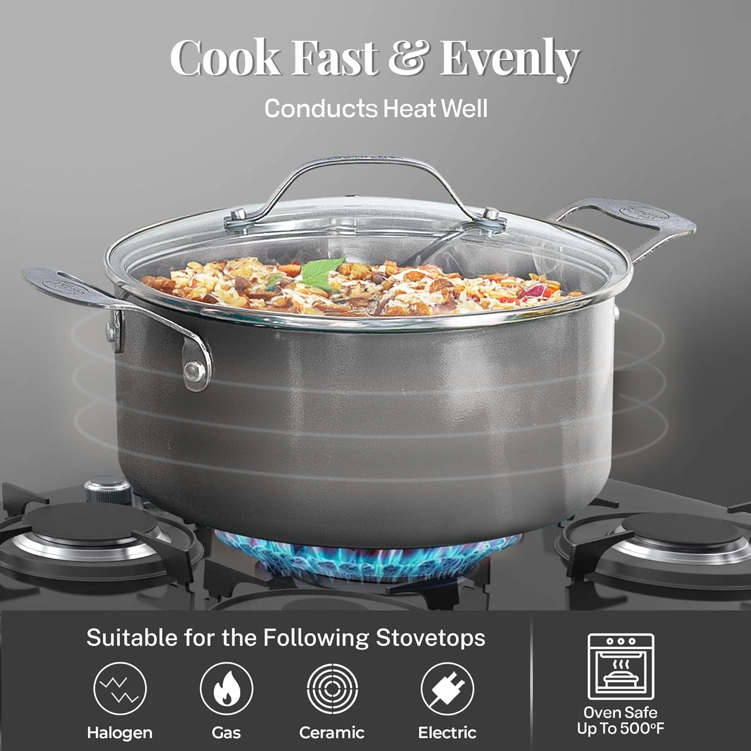 Gotham Steel 12-Piece Ceramic Cookware Set, Nonstick, Nontoxic, Oven & Dishwasher Safe, Stay Cool Handles Ceramic Cookware Set, Copper